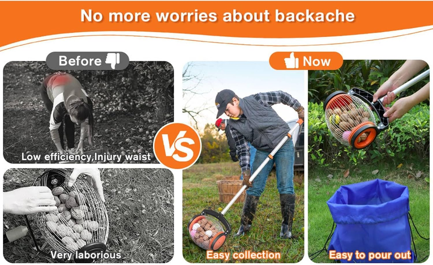 Acorn Picker Upper Roller - Manual Rolling Nut Collector, Multifunctional Walnut Picker Upper Roller, Leaf Picker Upper, Pecan Picker Upper, Nut Gatherer Roller with Large Capacity