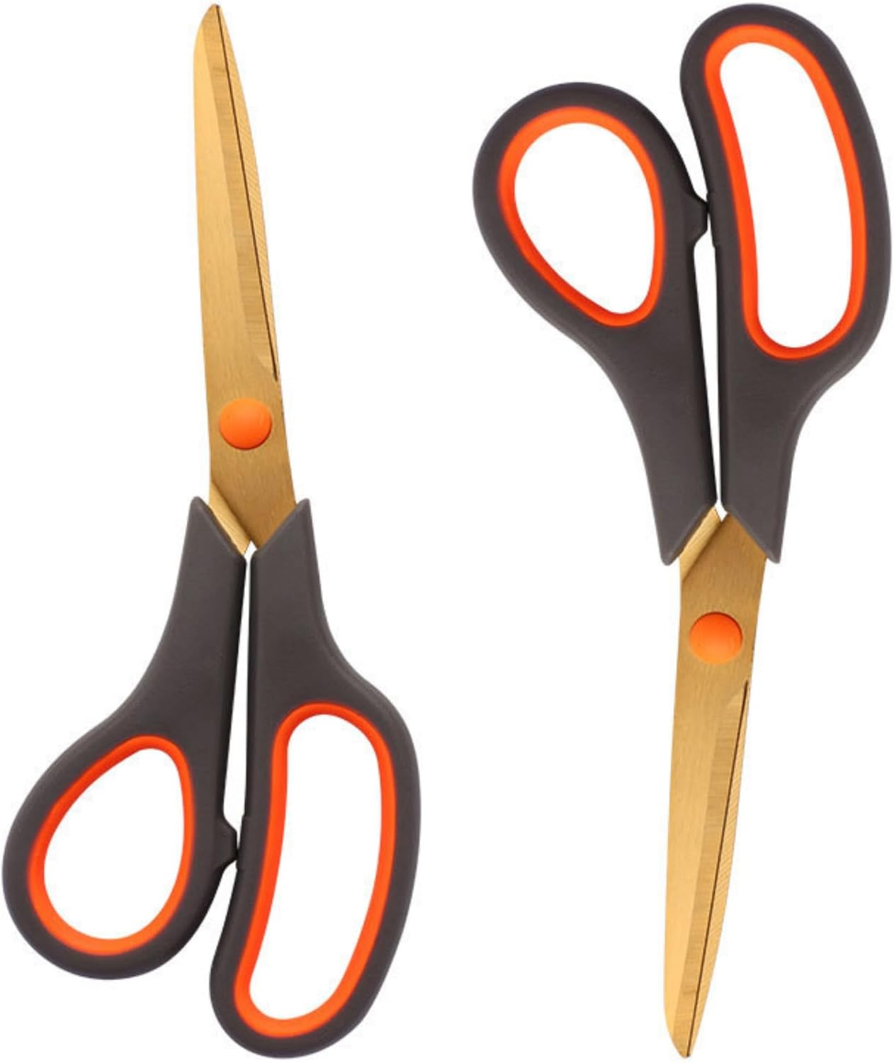 Scissors 2 Pack 7.8" Fabric Sewing Multipurpose Scissor Comfort Grip PVD Coated Titanium Stainless Steel Scissor for Office Arts Crafts Home Kitchen Glod 20Cm