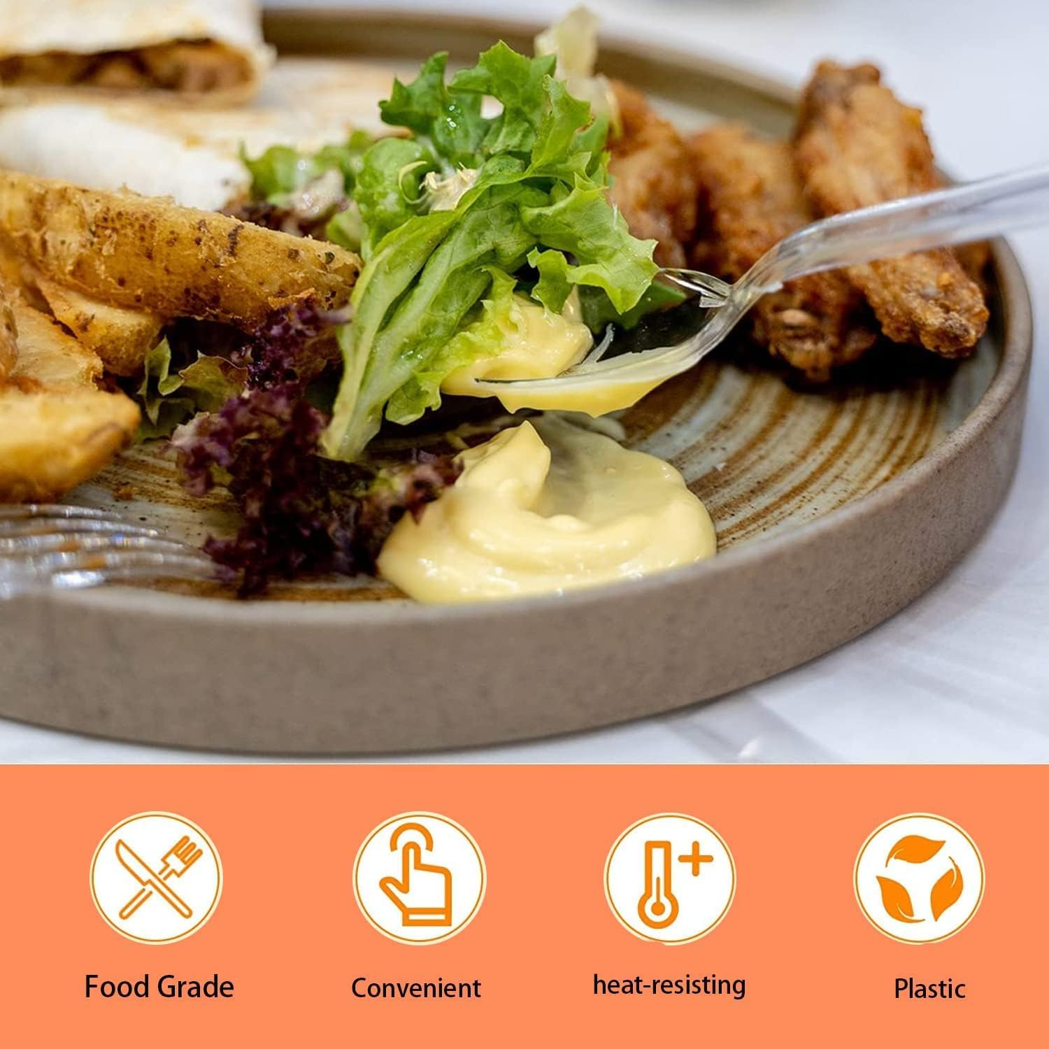 Pack of 100 Clear Colour Egg Spoons, Plastic, Reusable, Suitable for Dishwasher, Perfect for Parties and Camping image number 5