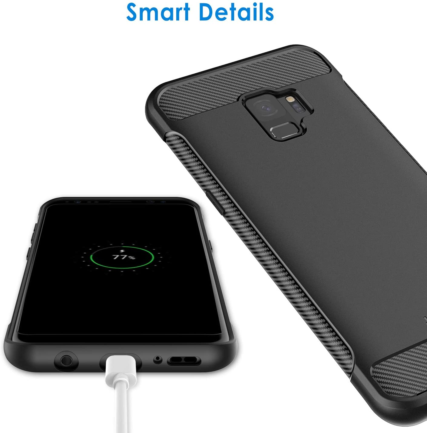 Jetech Slim Fit Case for Samsung Galaxy S9 (NOT for plus +), Thin Phone Cover with Shock-Absorption and Carbon Fiber Design (Black) image number 6