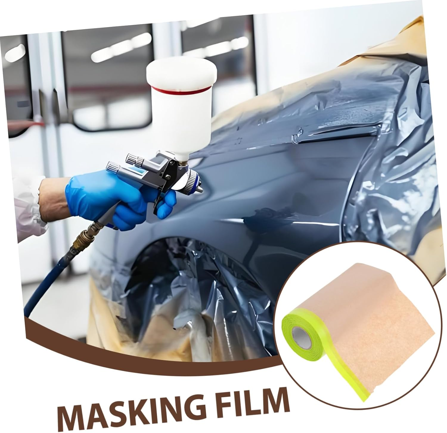 CANIGHT 5Pcs Pre-Taped Masking Paper for Painting Adhesive Film for Artists and Automotive Projects Solvent-Resistant Easy to Cut and Reposition for Furniture and Wall image number 6