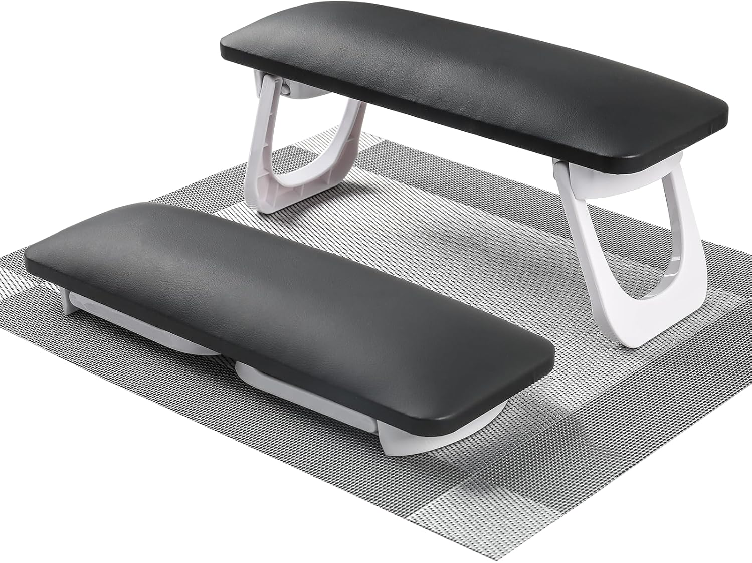 ANGNYA Nail Arm Rest for Nail Tech, Foldable Hand Stand for Nail Tech with PVC Table Mat Microfiber Leather Nail Arm Rest with Bracket Manicure Arm Rest for Nail Salon Technician (Black) image number 3