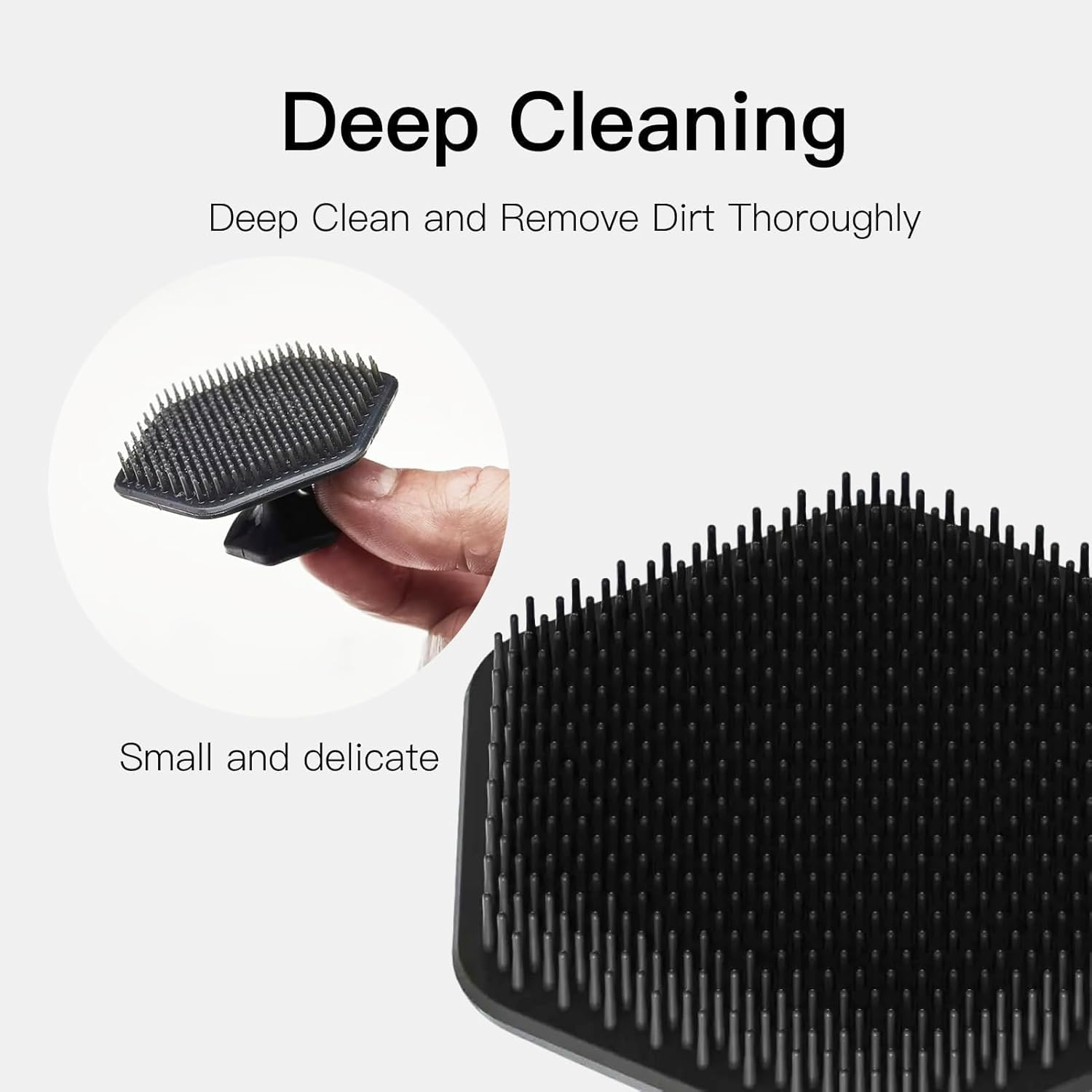2Pcs Men'S Face Scrubber, Silicone Facial Cleansing Brush, Ergonomic Design for Deep Clean, Removes Dead Skin, Ideal for Sensitive Skin, with Hanging Hole,Charcoal image number 2