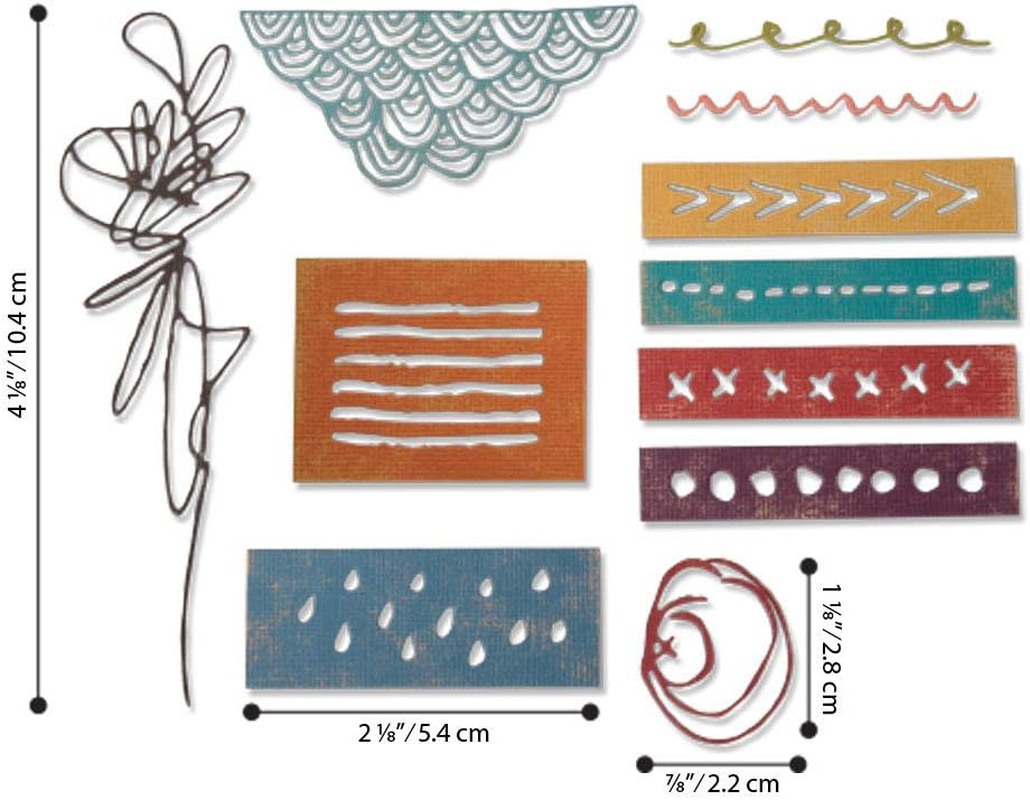 Sizzix Thinlits Die Set 11 Pack 664436, Media Marks by Tim Holtz, Paper, Multicolour, One Size image number 2