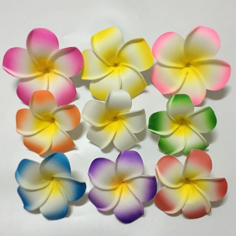 10 Pcs Multicolor Hawaii Plumeria Flower Clips Hawaiian Flower Hair Barrettes Beach Party Hair Clips Artificial Tropical Flower Hair Accessories (7Cm) image number 4