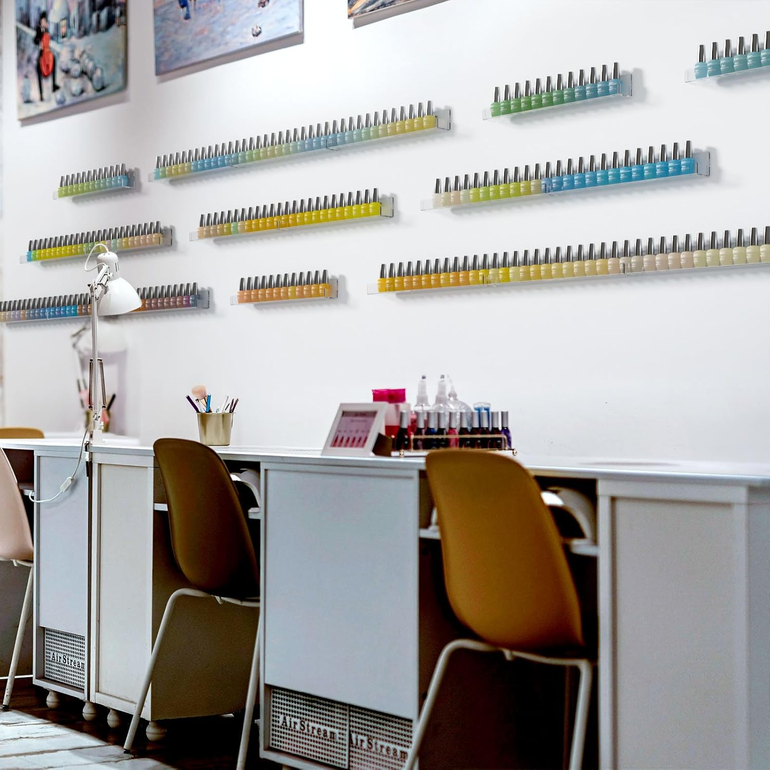 NIUBEE 6 Pack Nail Polish Rack Wall Mounted Shelf (15 Inch (Pack of 6)) image number 2