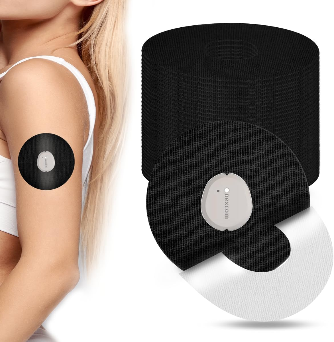 YOUSHARES Sensor Patches for Dexcom G6, 20 Packs Dexcom G6 Sensor Covers Waterproof Adhesive Patches Continuous Glucose Monitor Patch Easy to Use Pre-Cut Adhesive Tape(Beige) image number 2