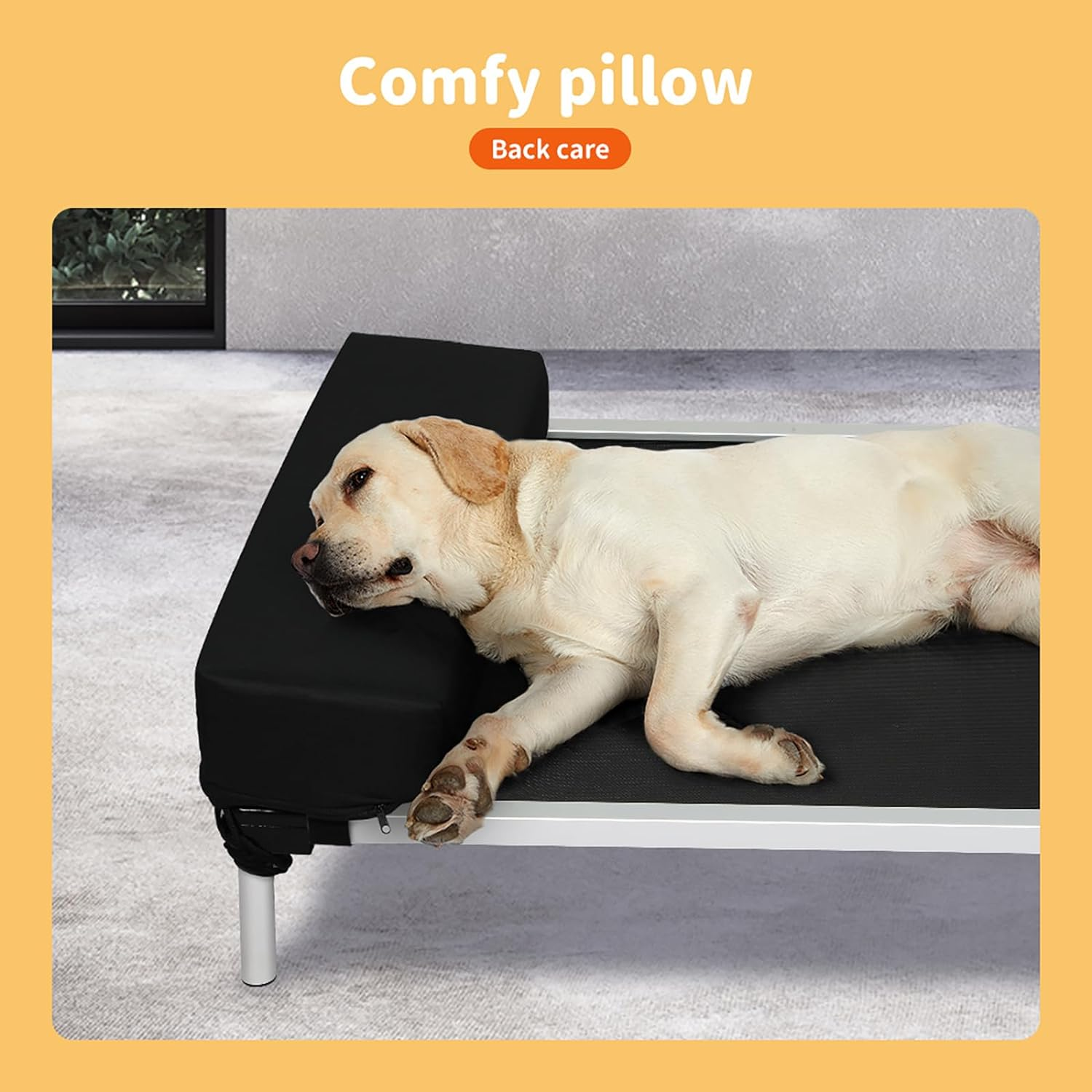 Pawz Elevated Dog Beds,Raised Pet Trampoline with Aluminum Frame,Chew Proof,No-Slip Feet,Durable Supportive Teslin Mesh/Oxford Cloth,Breathable,Indoor and Outdoor Use, Pillow Support image number 6