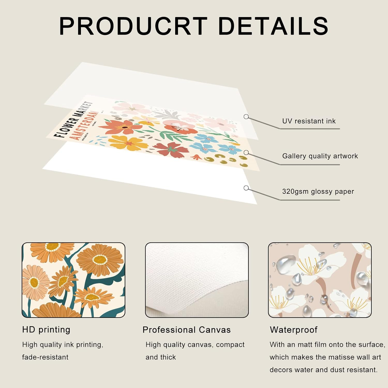 Flower Market Posters, Minimalist Flower Market Wall Art Prints, Danish Pastel Room Decor Aesthetic, Vintage Matisse Posters & Flower Pictures Wall Decor,Gallery,Unframed 8"X10"