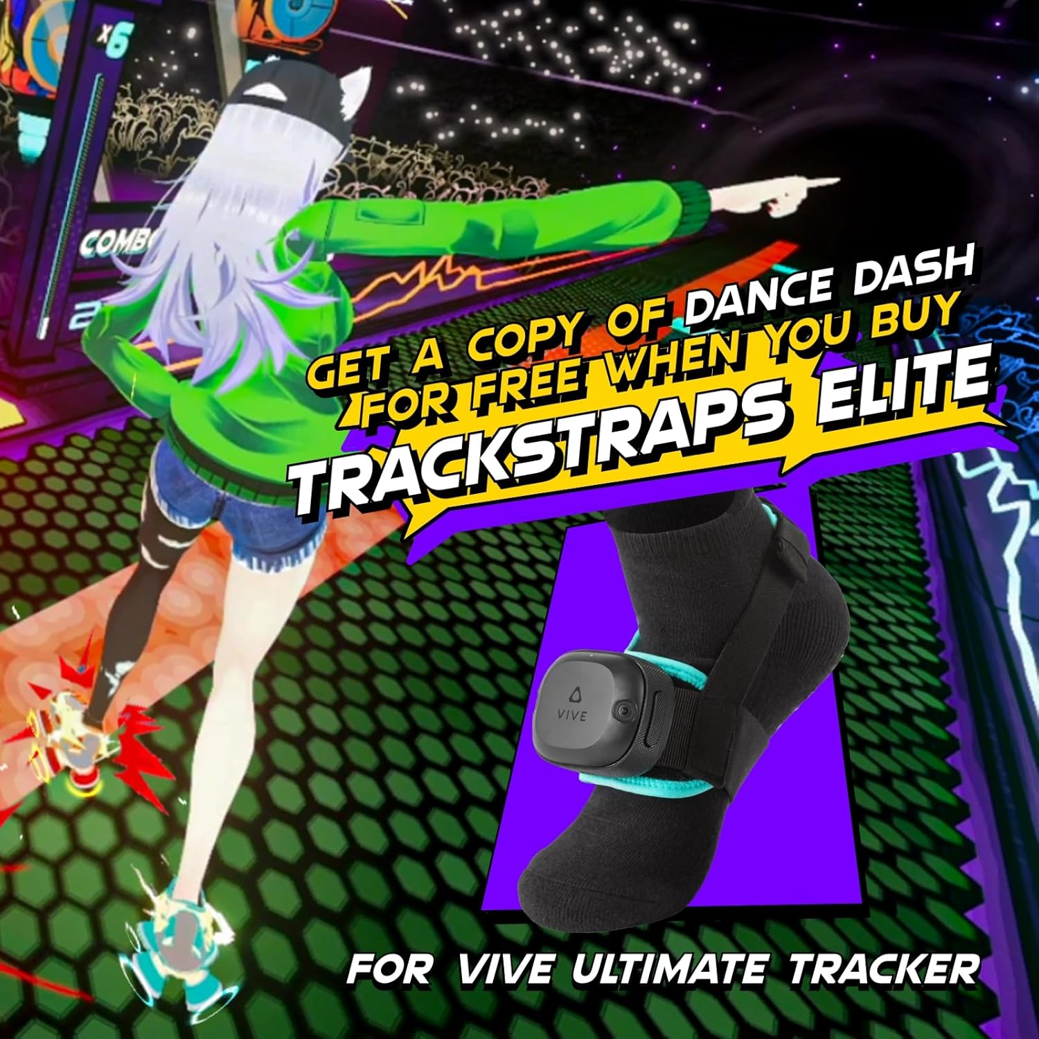 Rebuff Reality Trackstraps Elite for VIVE Ultimate Tracker + Dance Dash Steam Key &ndash; VIVE Ready, Full Body Tracking in VR Chat and Other FBT Apps image number 1