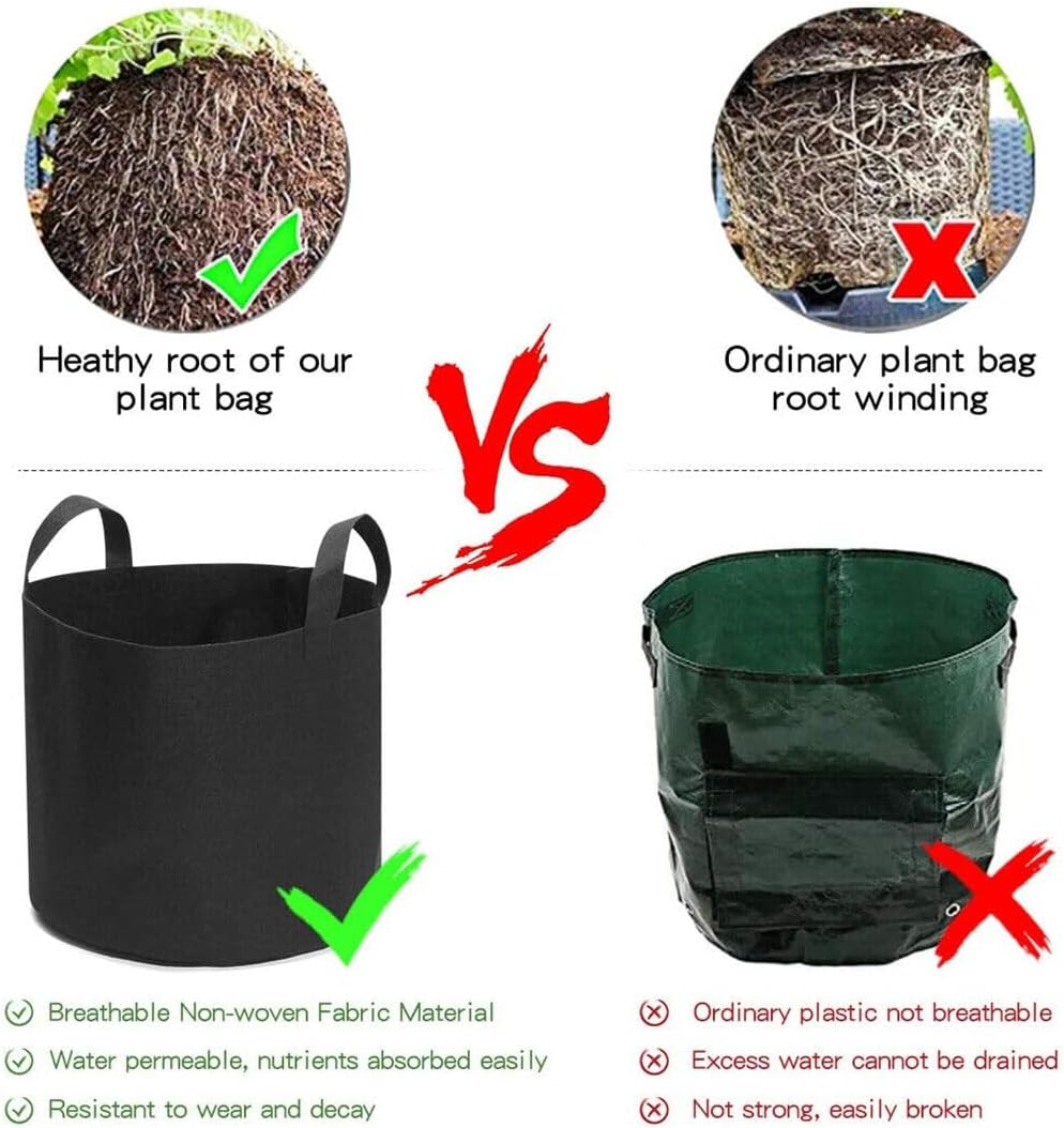 Breathable Fabric Grow Pot Pouch Root Container Garden Plant Bag Handle - 3GAL/5GAL/7GAL/10GAL (7GAL) image number 4