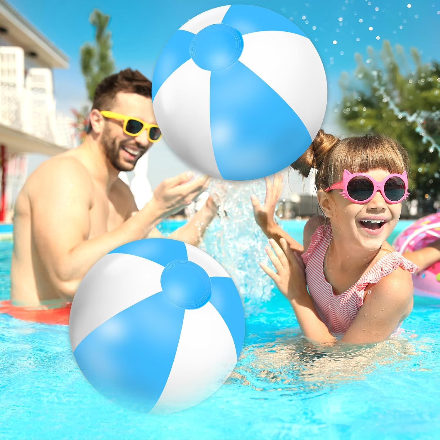 Whaline 3Pcs Inflatable Beach Ball 16'' round Pool PVC Balls Cute Game Toys for Summer Hawaiian Tropical Theme Beach Party Decor image number 6