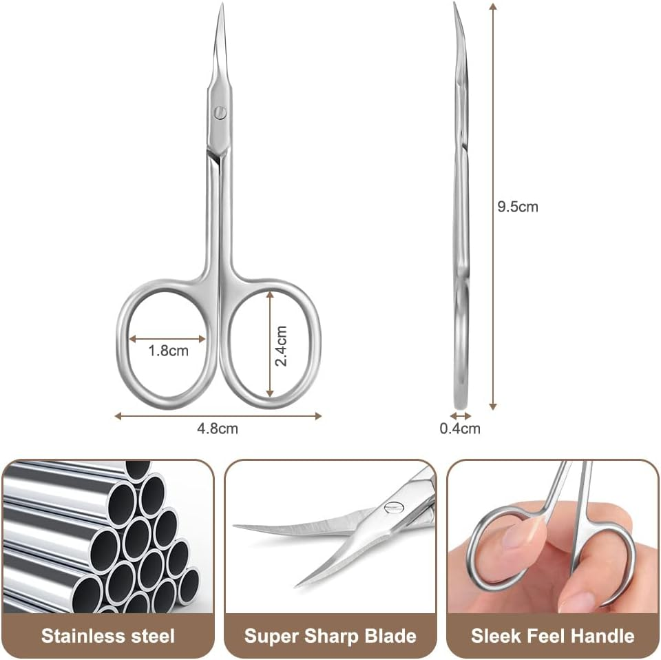 LOPHE Nail Scissors, Professional Stainless Steel Cuticle Scissors, Sharp Dead Skin Scissors, Multipurpose Beauty Scissors for Finger & Toe Nails, Dead Skin, Nose Hair, Eyelash, Eyebrow Trimming image number 1