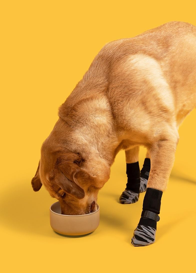 Anti-Slip Dog Socks-4 Pcs Double Sides Grips Dog Shoes Paw Protector for Hot Pavement, Prevents Licking,For Puppy Small Medium Large Senior Dogs (Black, L) image number 1