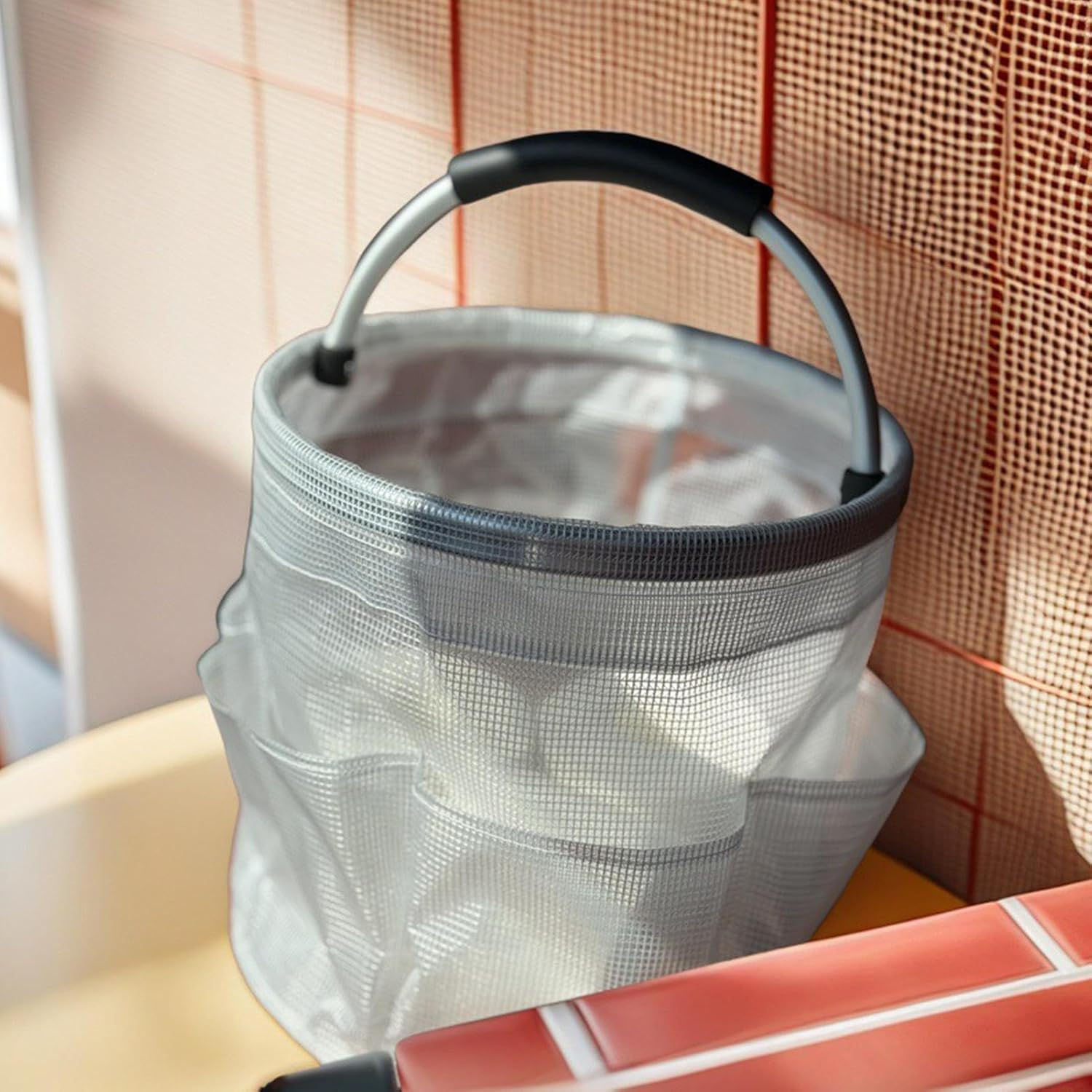 Nybhyjka Cleaning Caddy with Handle - Folding Toiletry Organizer Basket with Handle | Large Capacity Outdoor Activity Carrying Bin for Bathroom Dorm Room Swimming Beach image number 6