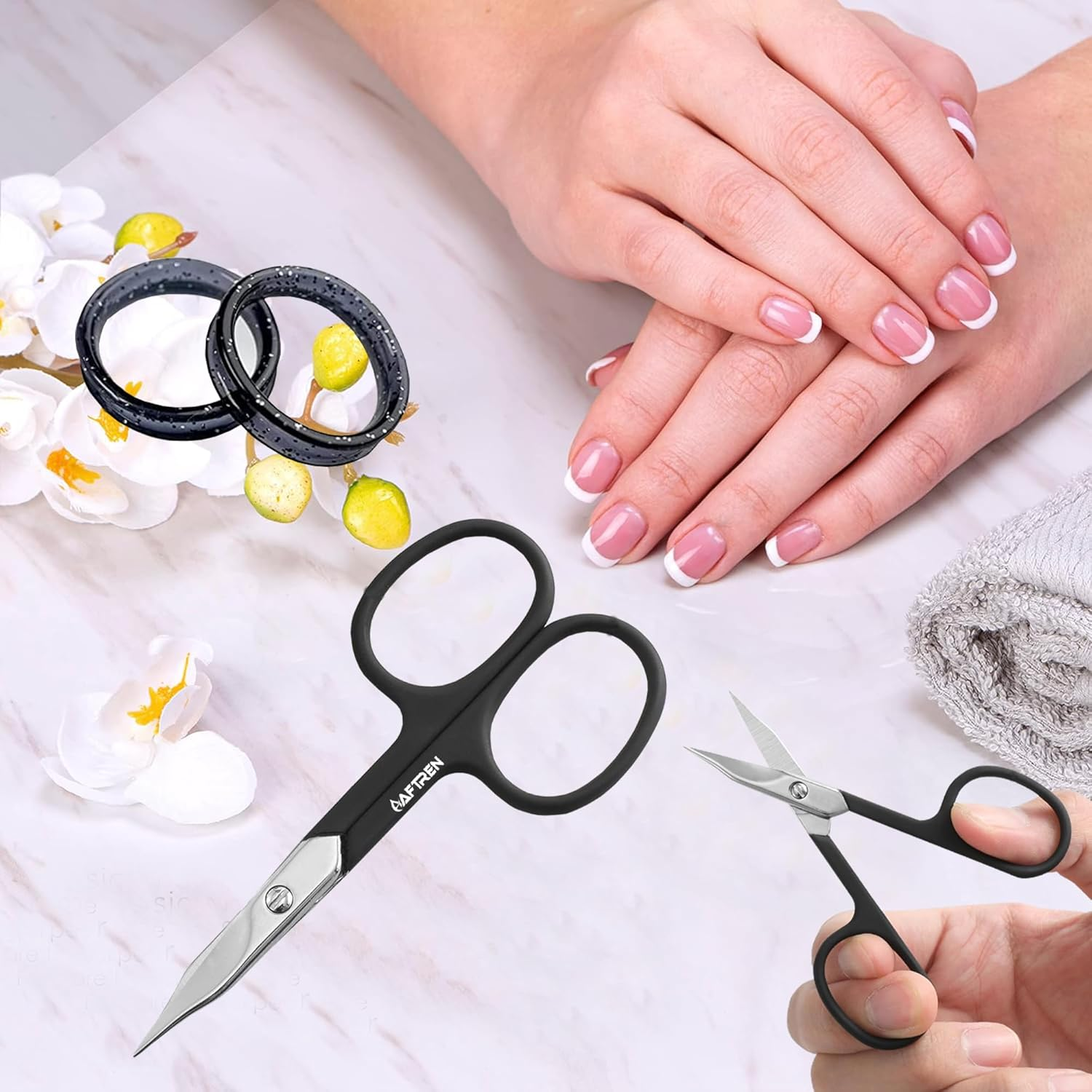 4" Curved Nail Scissors Cuticle Scissors Nail Toenails Brand Quality Extra Fine Sharp for Men and Women Black image number 6