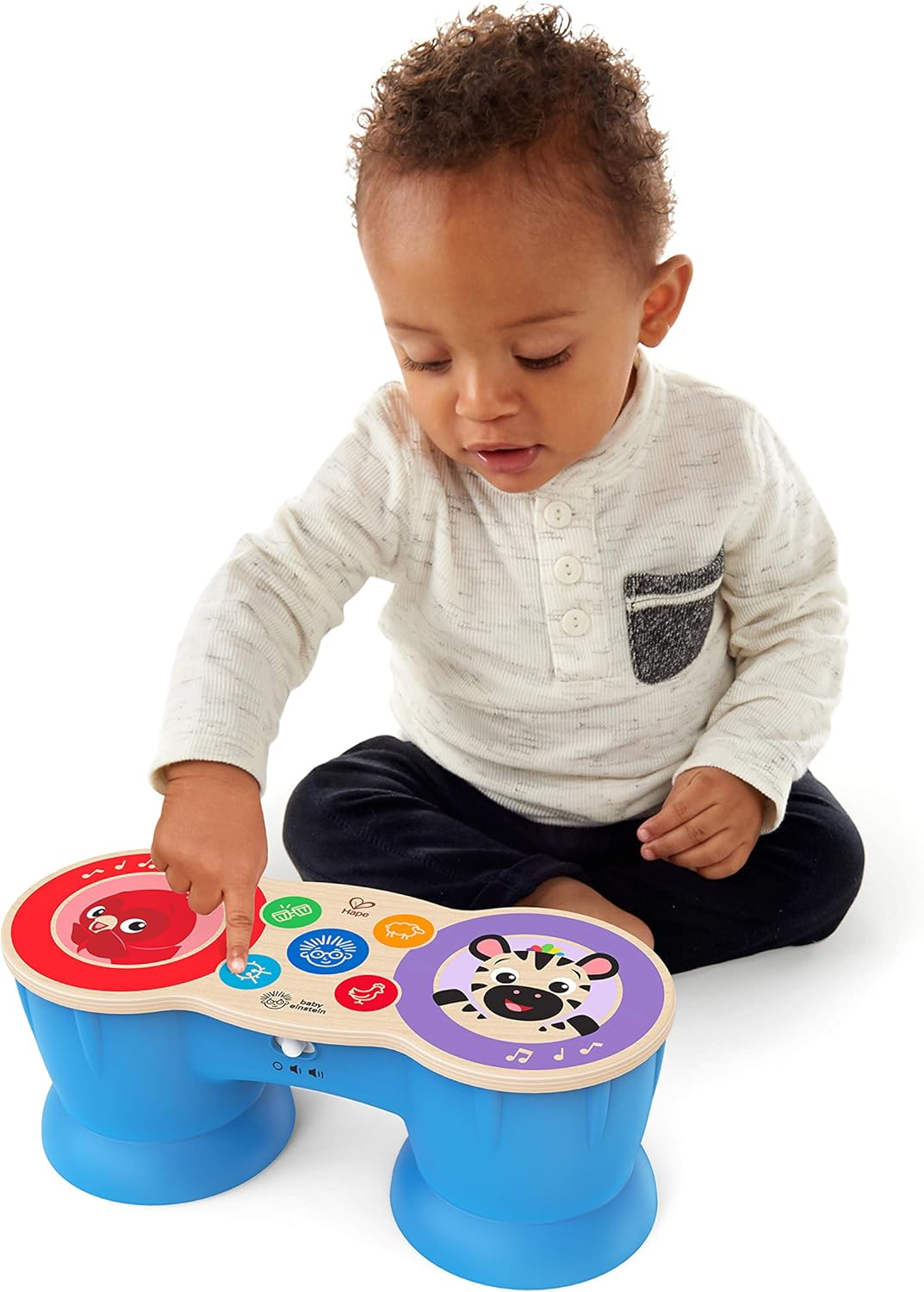 Baby Einstein Upbeat Tunes Magic Touch Wooden Drums​ & Bongo Musical Cause and Effect Toy, Age 6 Months and Up image number 2