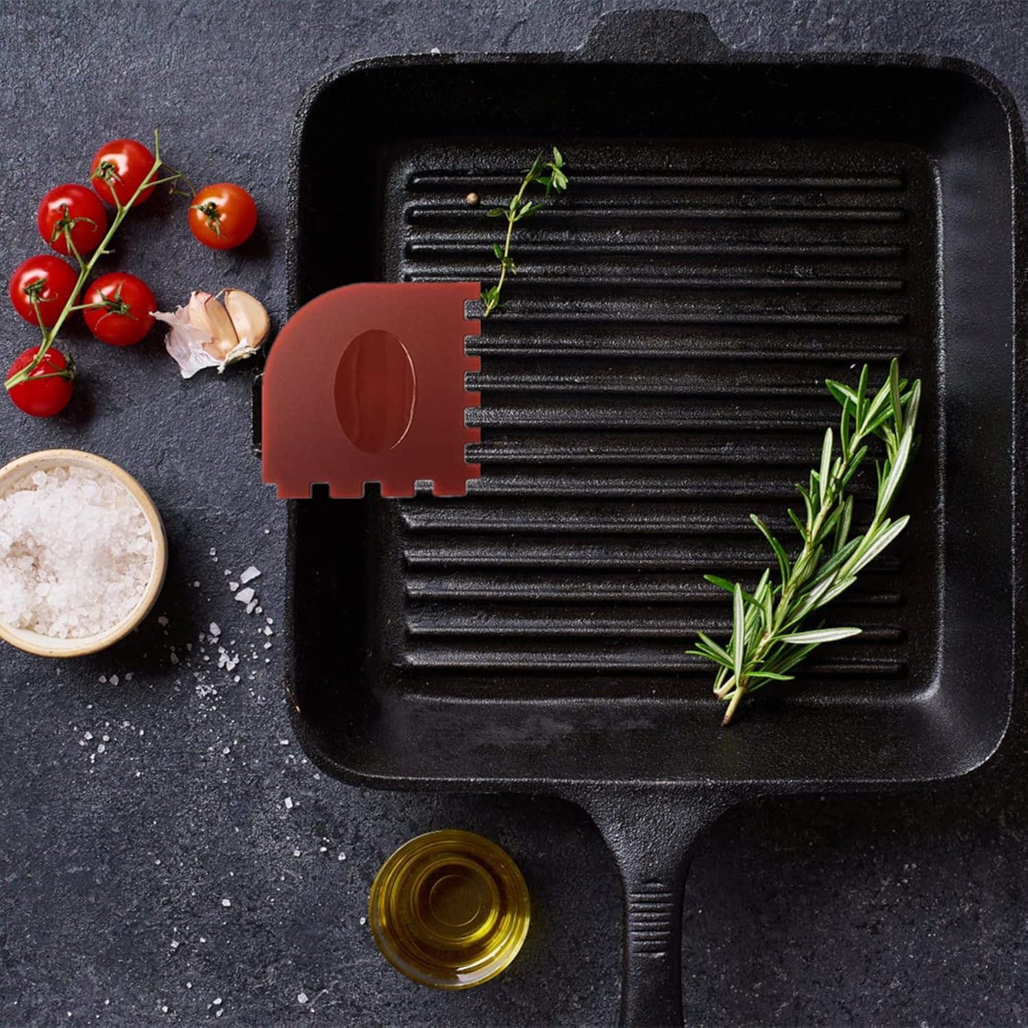 Grill Pan Scrapers Set,Plastic Grill&Pan Cleaner Utensil Black and Red BBQ Tool Durable Set for Cast Iron Skillet, Grill Pans, Frying Pans, Wok, Cookware-4Pcs image number 4