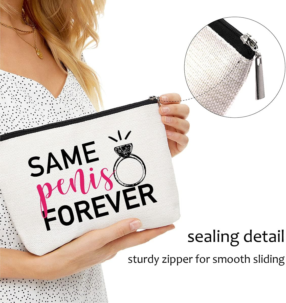 Fun Bridal Shower and Engagement Gifts for Bride - Bachelorette Party Makeup Travel Case and Bag image number 3