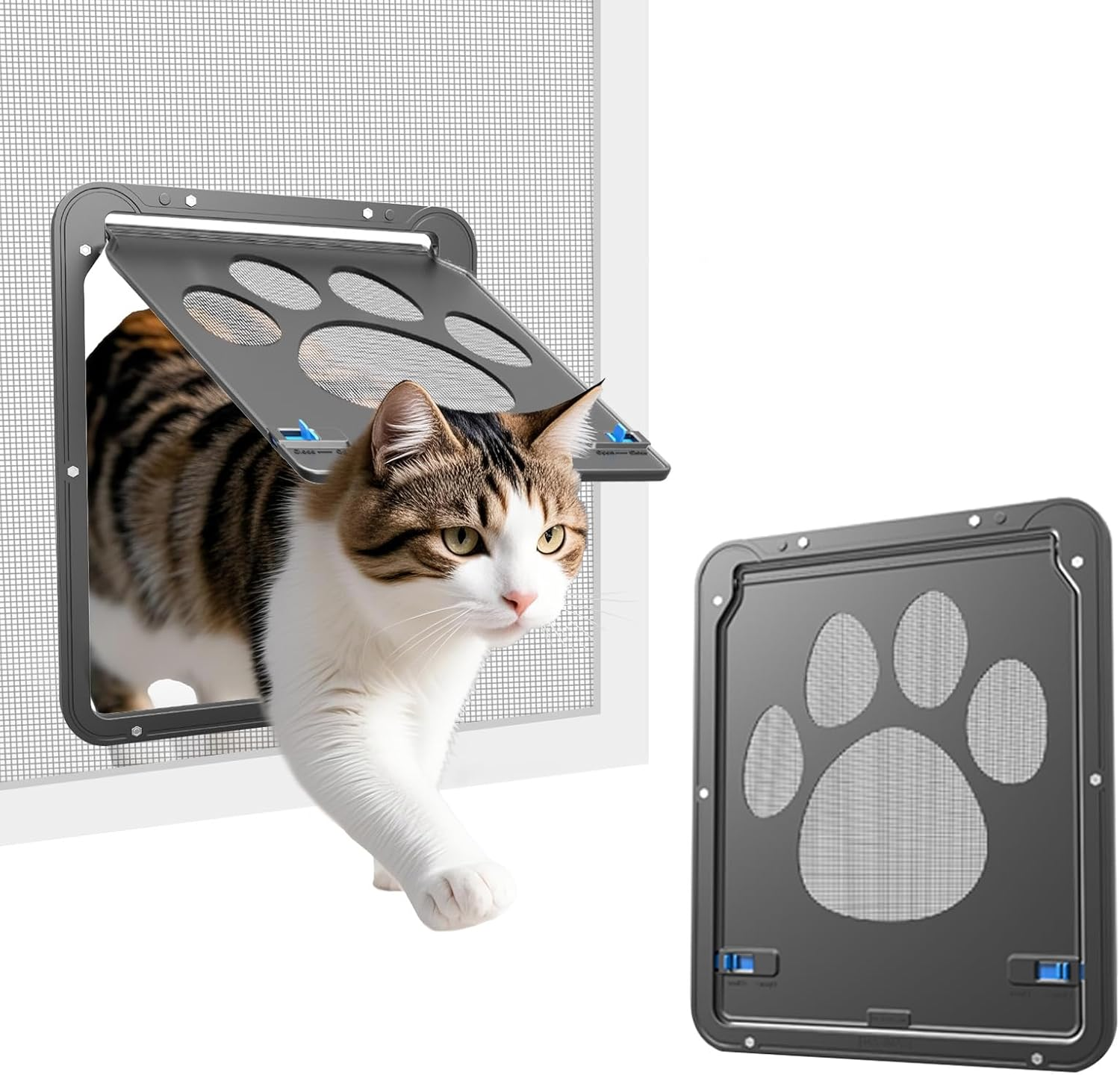PETLESO Pet Flap for Fly Screen Door, Cat Flap, Fly Screen with Magnetic Closure, Easy Installation, Dog Door for Cats/Dogs (29 Cm X 24 Cm)
