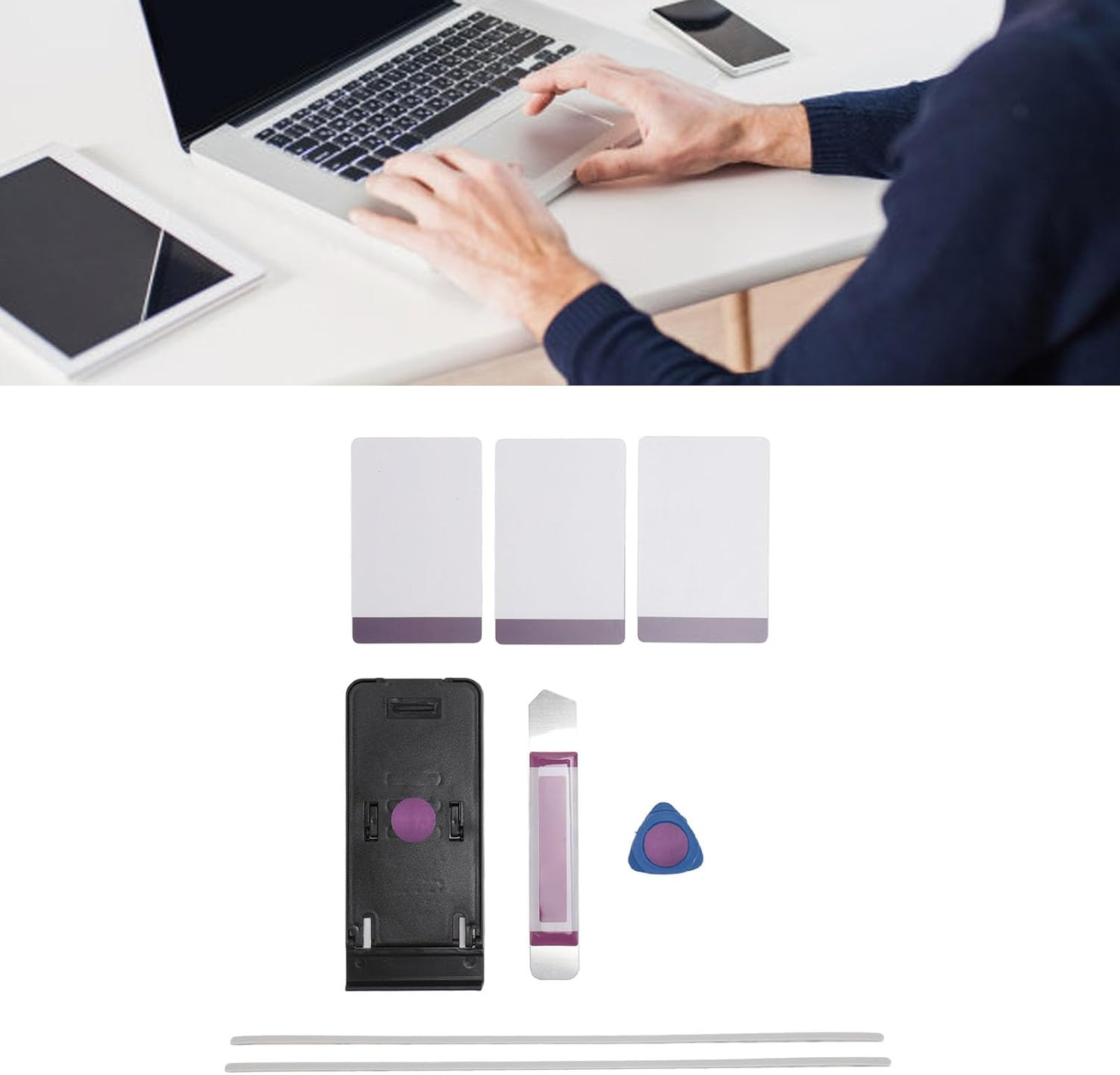 2 Pcs Non-Slip Bumper Feet Strips, Rubber Feet Strips with Installation Tools Kit, Replacement Feet Strips for Book 1/2/3, 13 Inch Laptop image number 1