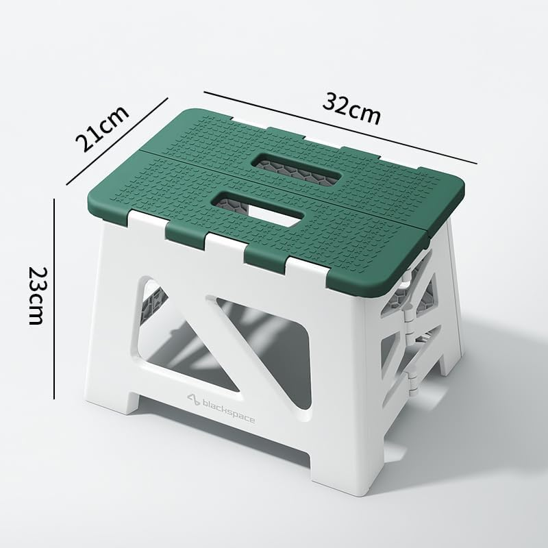 BLACKSPACE 9" Folding Step Stool for Kids or Adults, 300 Lbs Capacity Non-Slip Compact Plastic Foldable Step Stool with Handle, Portable Lightweight Small Stool for Home or Kitchen(Green) image number 2