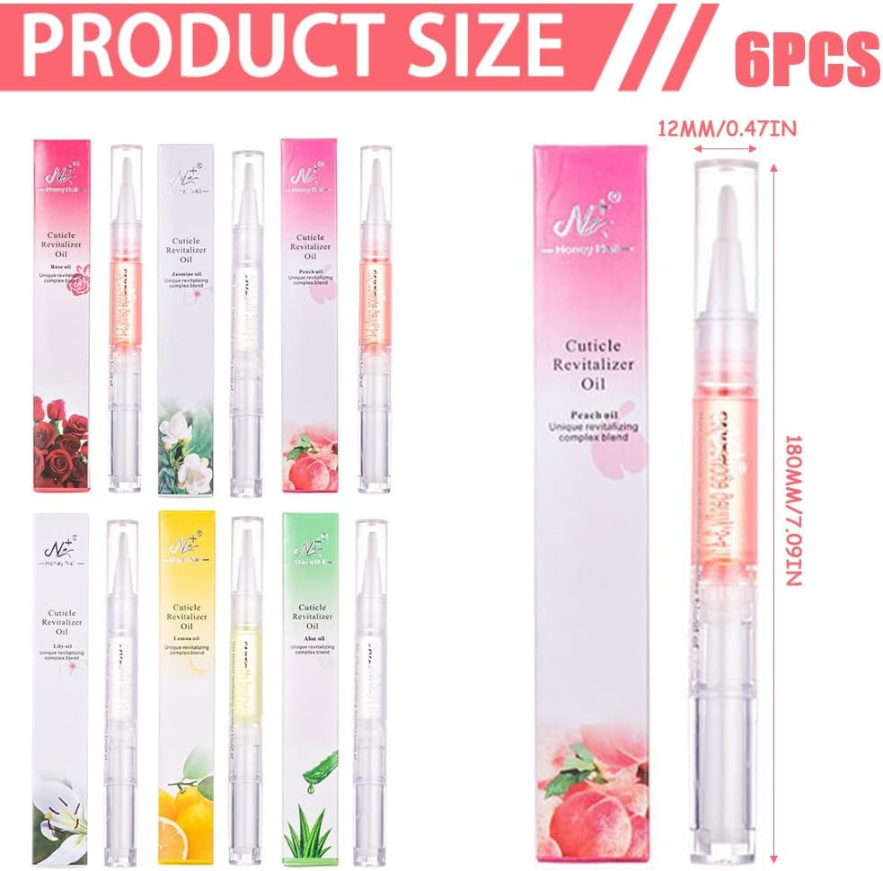 Cuticle Oil Pen Set 6PCS | Vitamin E Enriched Nail Care | Cuticle Treatment & Nail Strengthener | Repairs Dry,Cracked Cuticles,Nail Strengthener,Protects Damaged Skin,Thin Nails,For Home and Salon Use image number 1