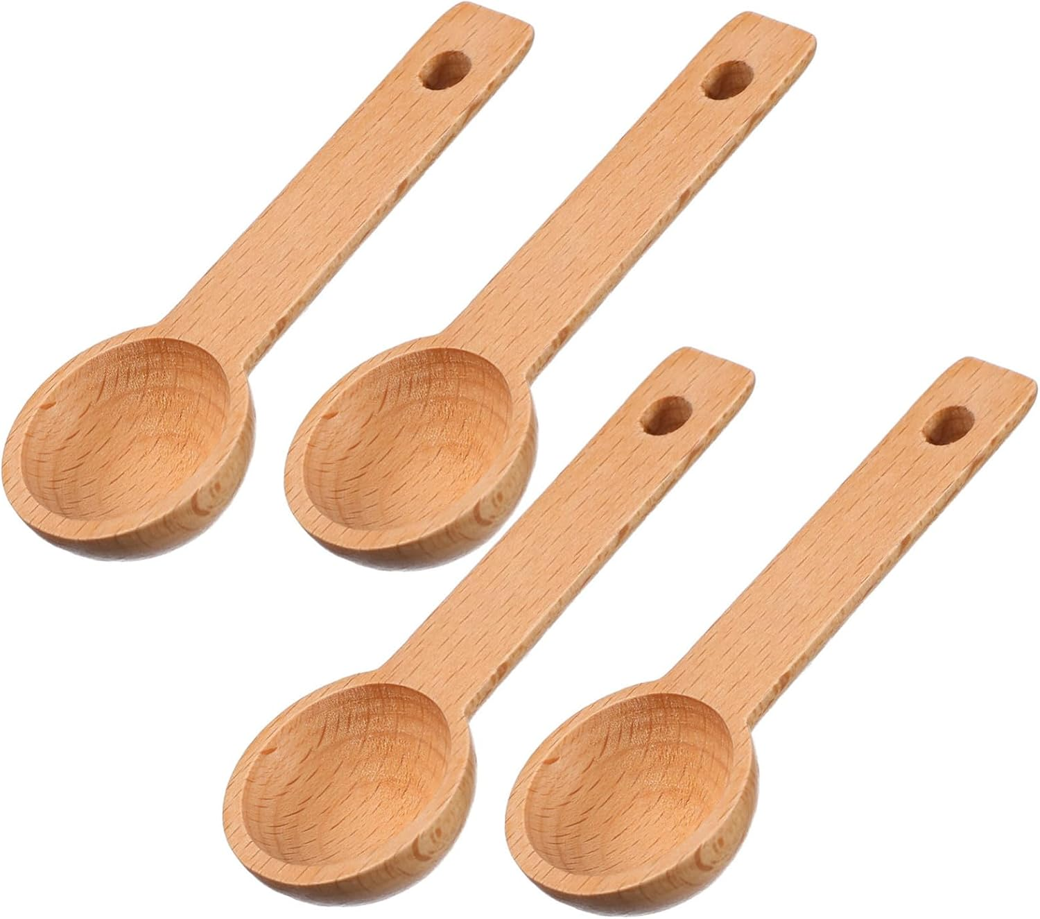 VICASKY 4Pcs Baking Measuring Spoons Espresso Spoons Small Wood Wood Coffee Measure Scoop Coffee Tea Measuring Tool Tea and Tool Beige image number 3
