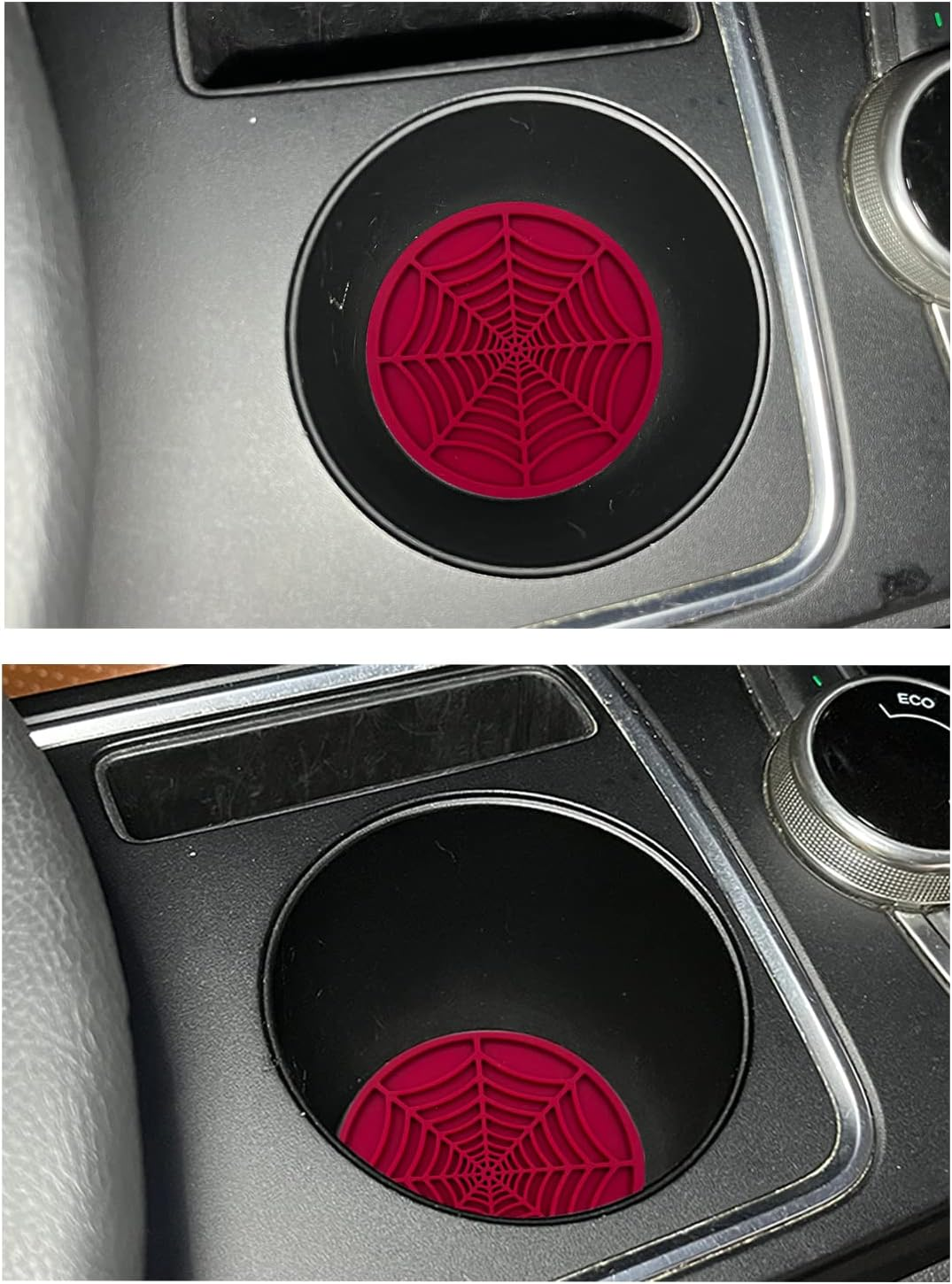 Car Cup Holder Coaster, 2 Pack Universal Auto anti Slip Cup Holder Insert Ornaments Coaster, Durable, Suitable for Most Car Interior Accessories (Red-Spider Web-2Pack) image number 2