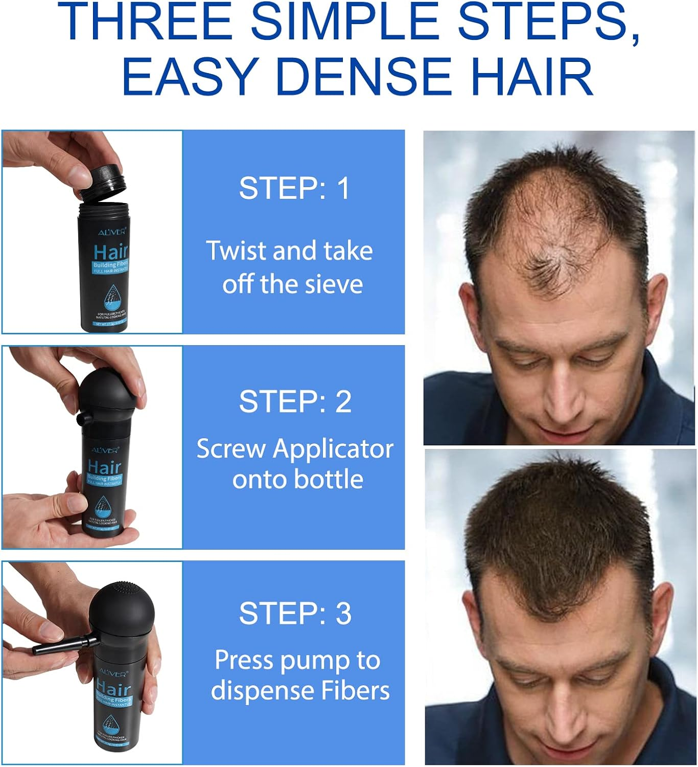 Aliver Hair Fiber Applicator Pump Spray Nozzle, Optimizer Hair Building Fibers for Thinning Hair, Precision Application, Even Distribution,Less Mess, Enhanced Control, Convenience, Black image number 6