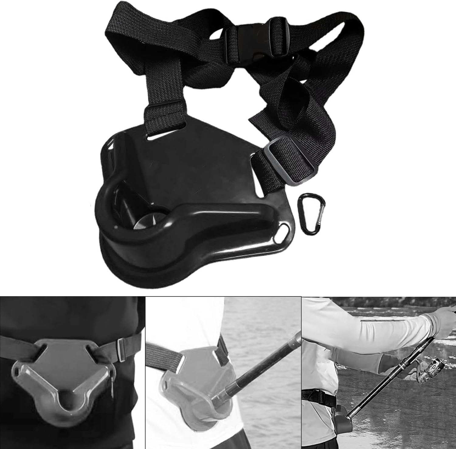 Koolsoo Fishing Belt Rod Holder, Waist Rod Pole Holder Sturdy Waist Belt Accessories, Offshore Gimbal Fighting Belt Belly Fishing Waist Rod Holder, Black image number 2