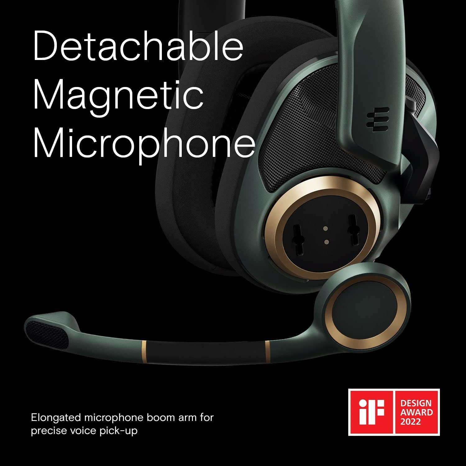 EPOS H6PRO Open Acoustic Professional Gaming Headset; Detachable Lift-To-Mute Mic; Lightweight, Comfortable, Durable; PC, Xbox, Playstation, Switch Compatible; Wired Headset (Racing Green) - Sebring Black image number 3