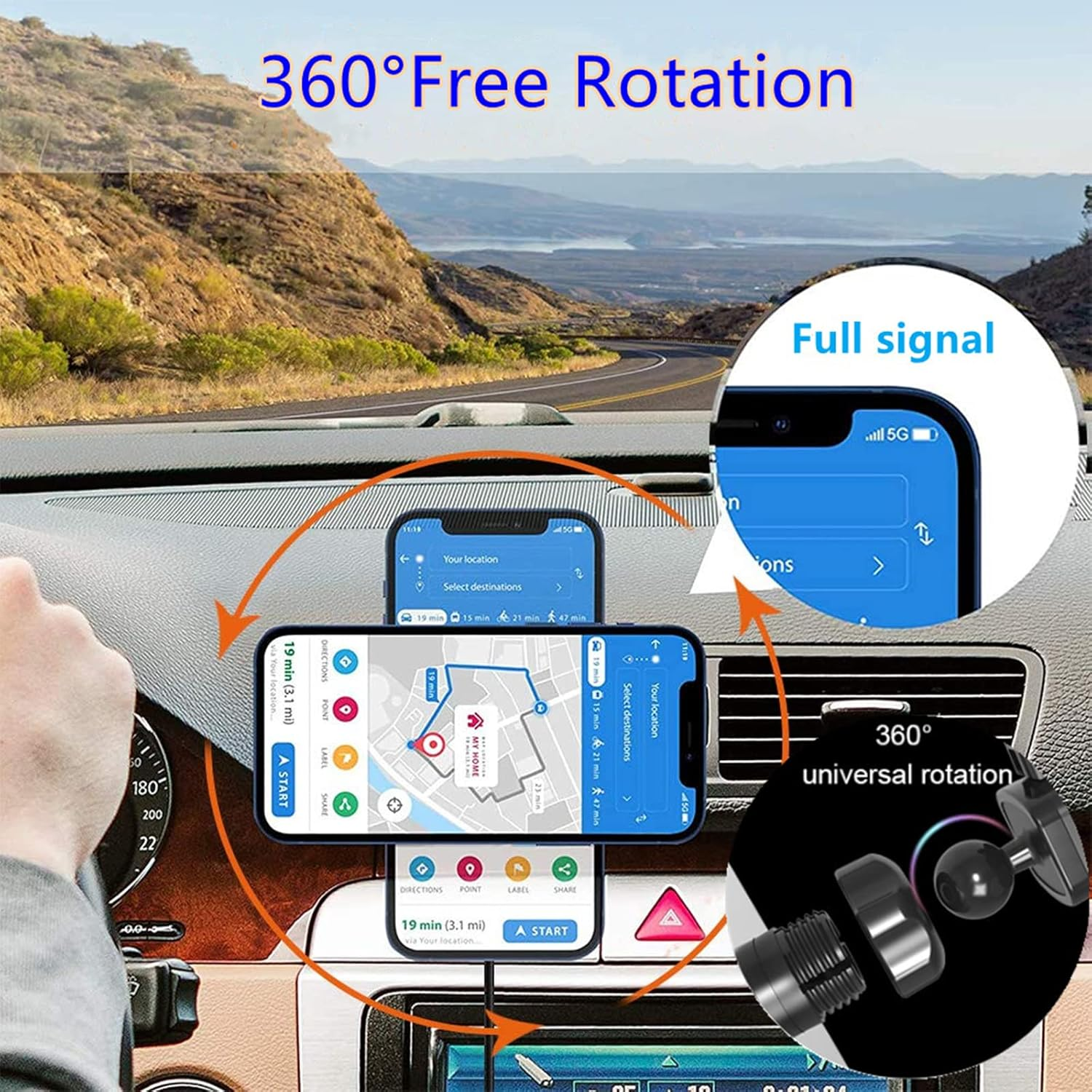 Cekell Magnetic Wireless Car Charger Mount/Holder for Iphone 13/13 Pro/12 Pro Max/13 Mini 12/12 Pro/12 Pro Max/12 Mini, Fast Charging, Rotate 360 Degrees image number 4
