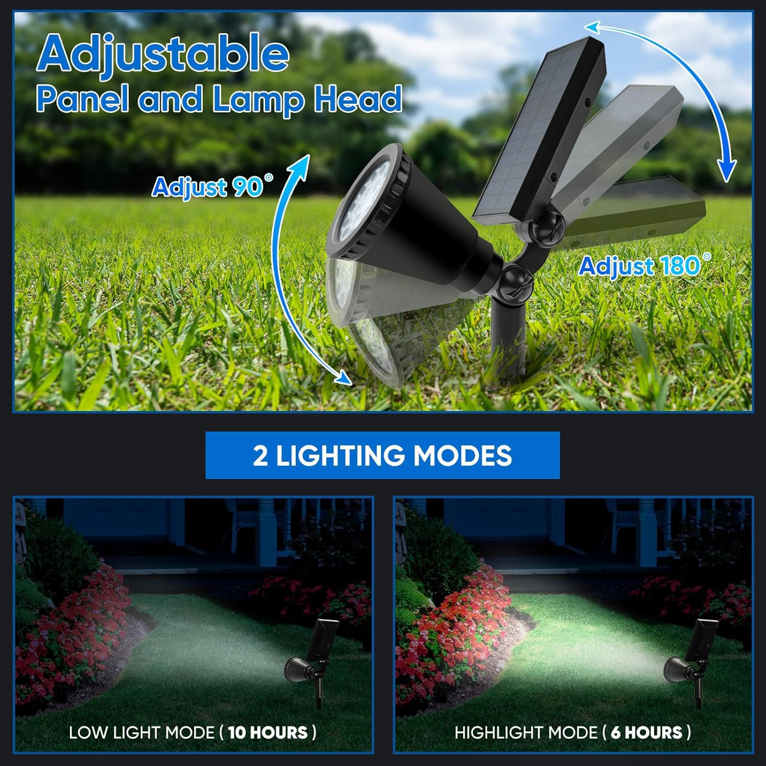 3Pack Solar Spot Lights Outdoor, 18Leds Waterproof Adjustable Solar Spotlights,2 Modes Solar Powered Spotlights Landscape Lighting for Tree, Driveway, Yard, Backyard, Garden (Cool White