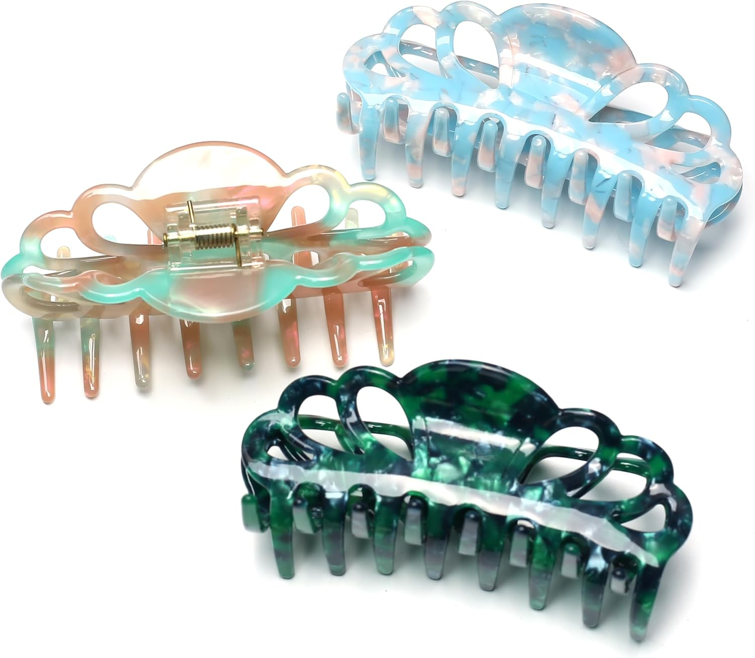 Qingoo Large Celluloseaceta Green Hair Clip 1 Piece Hair Clip Women'S Female Hair Accessories Beautiful Headpiece Exquisite Elegant Hair Accessory 10 Cm Aurora Green image number 3