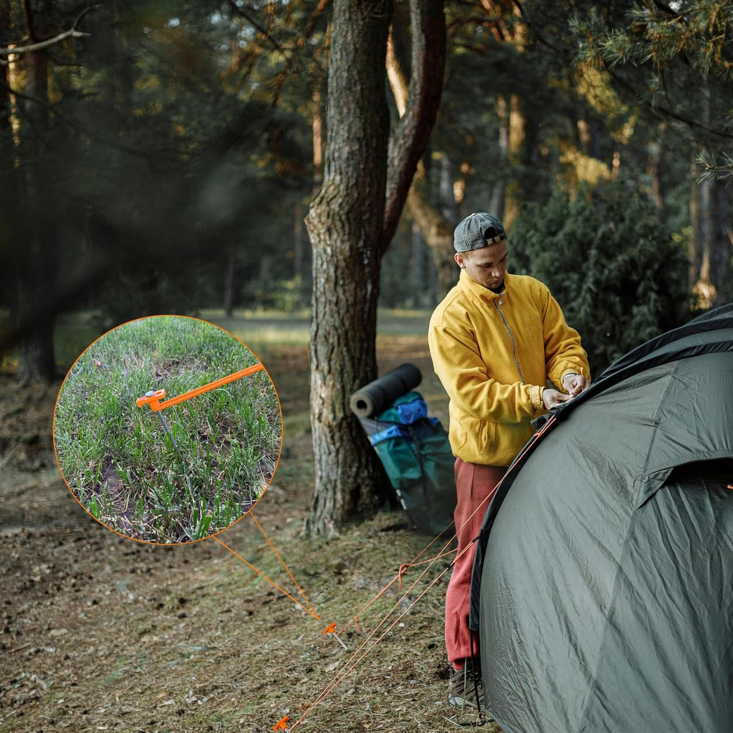 20 Pcs 25Cm Tent Pegs Heavy Duty Ground Stake for Camping, Galvanized Non-Rust Metal Tent Spikes Yard Stakes for Outdoor Canopy Garden Hiking -Orange