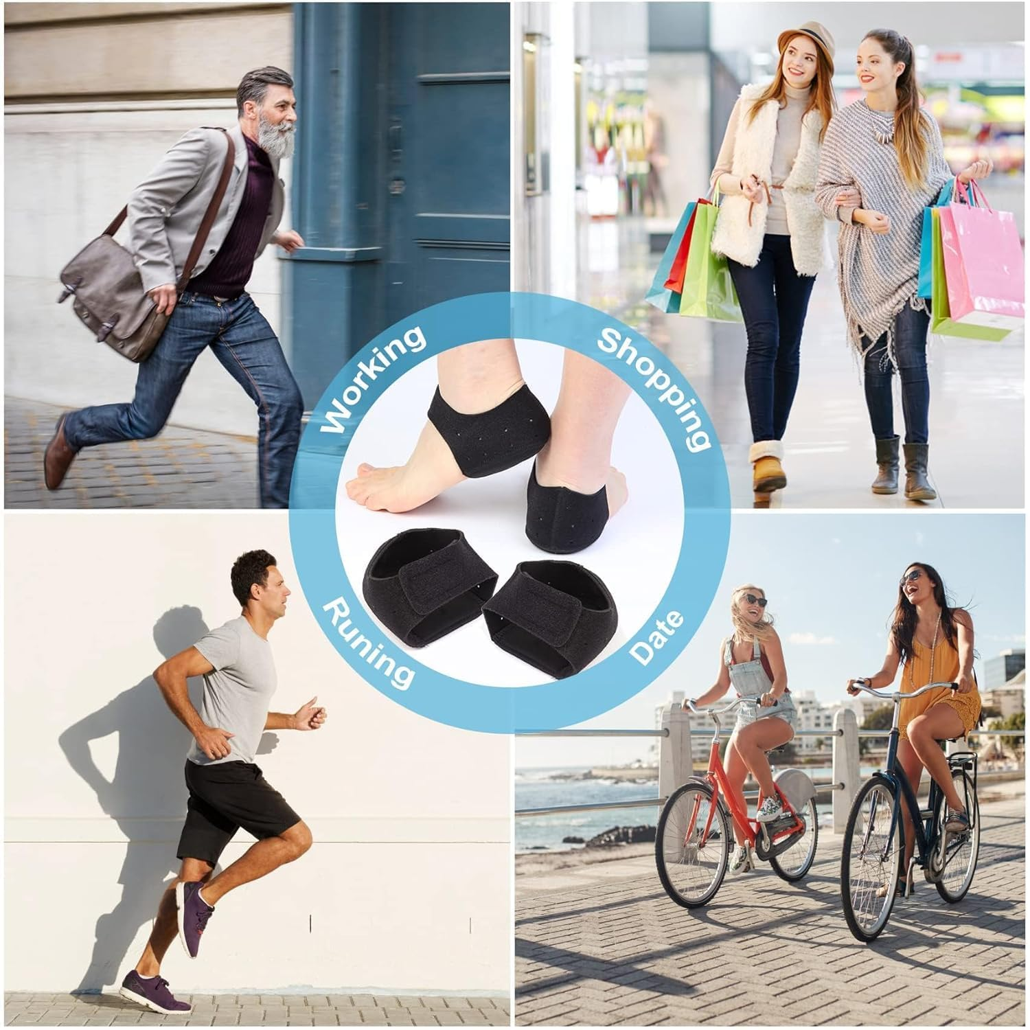 Gel Heel Cups for Plantar Fasciitis Relief &ndash; 2-Pack Non-Slip Heel Protectors for Achilles Tendonitis and Foot Pain Relief (M(40-47))