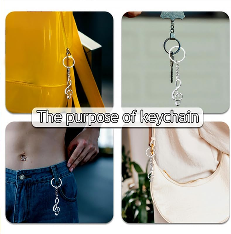 Music Lover Musicial Birthday Gifts for Musicians Music Note Keychain for Women Men Singer Music Theme Party Favors - Colorful image number 6