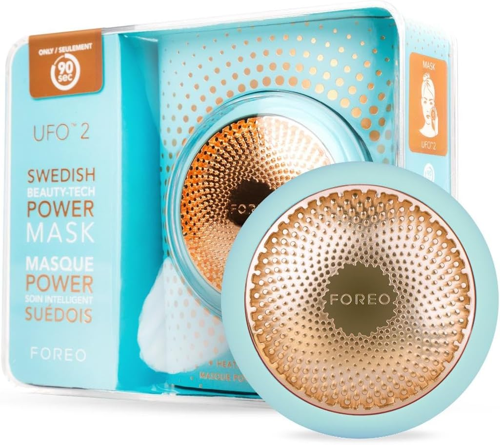 FOREO UFO 2 Supercharged Face Mask - Warming - Face Moisturizer - Dark Spot & Acne Scar Treatment for Face - anti Aging &ndash; Nourishing - Pearl Pink