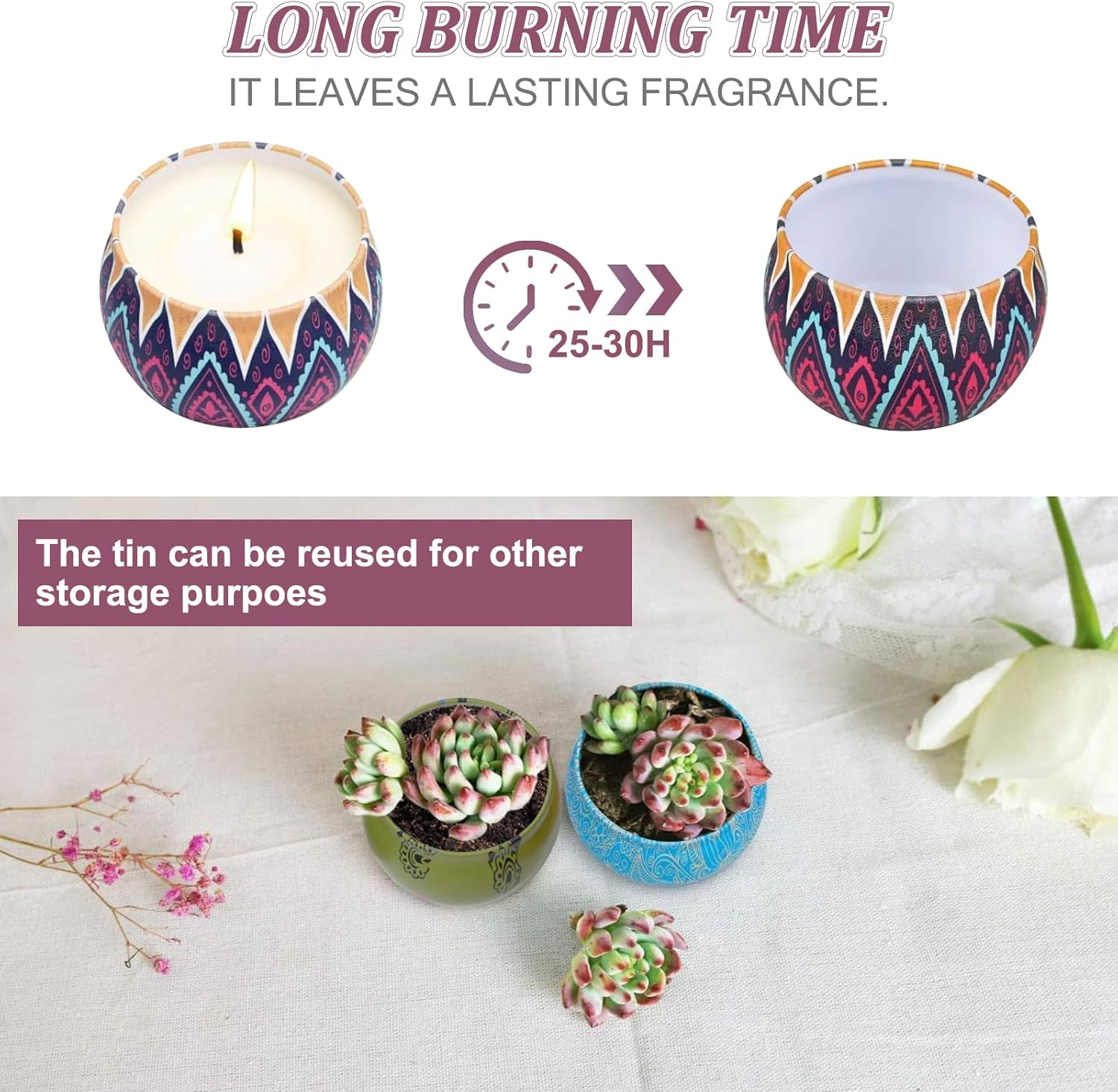 Soy Wax Aromatherapy Candles Gift Set Australia | 4 Pack Natural Scented Candles Lavender, Rose, Lavender, Lemon, Fig Scents 120H Long Burn, Stress Relief Gifts for Women image number 6