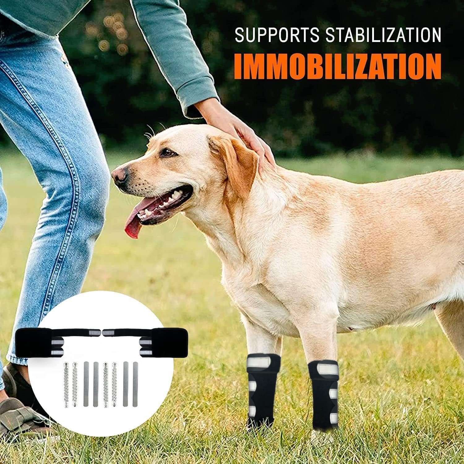 Dog Leg Brace One Pair Heals Hock Joint Wrap Sleeve for Front Legs (Black, M) image number 6