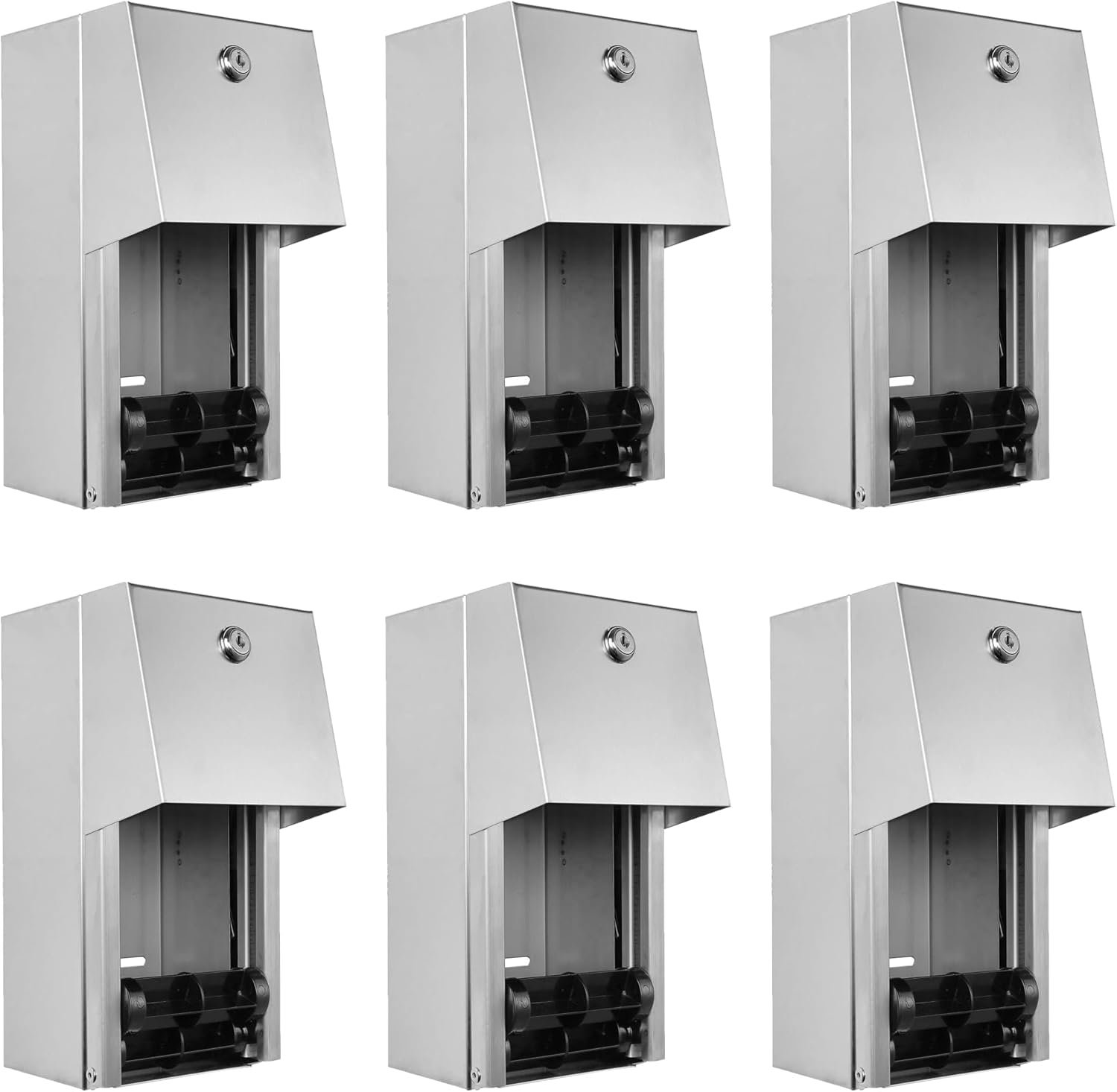 Dual Rolls Toilet Paper Dispenser - Lockable Design - 304 Grade Stainless Steel image number 2