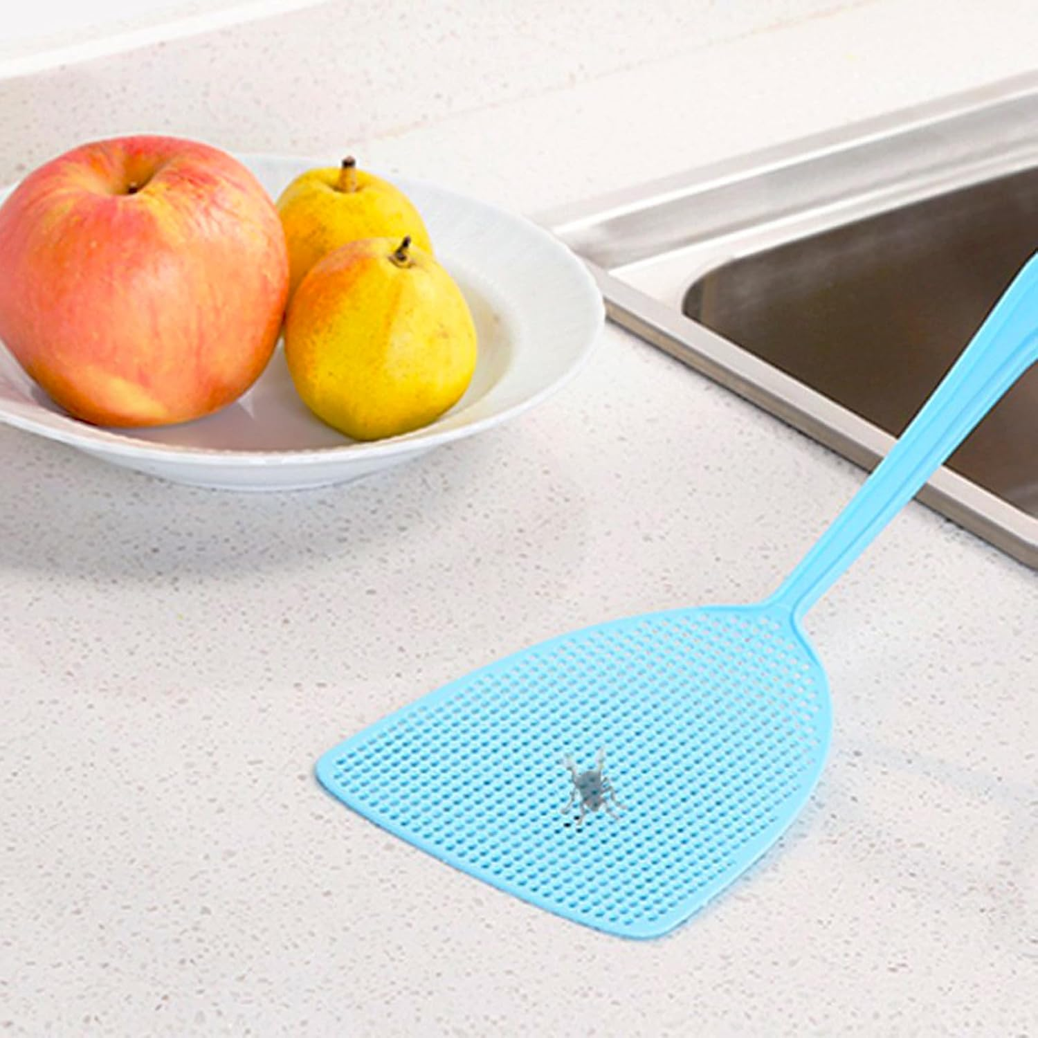 4Pcs Fly Swatter,Flexibleand Long Handle Swatter Set, Plastic Manual Mosquitoes Pests Flies Swatters for Kitchen, Baby Nursery, Camping and Outdoor Activities