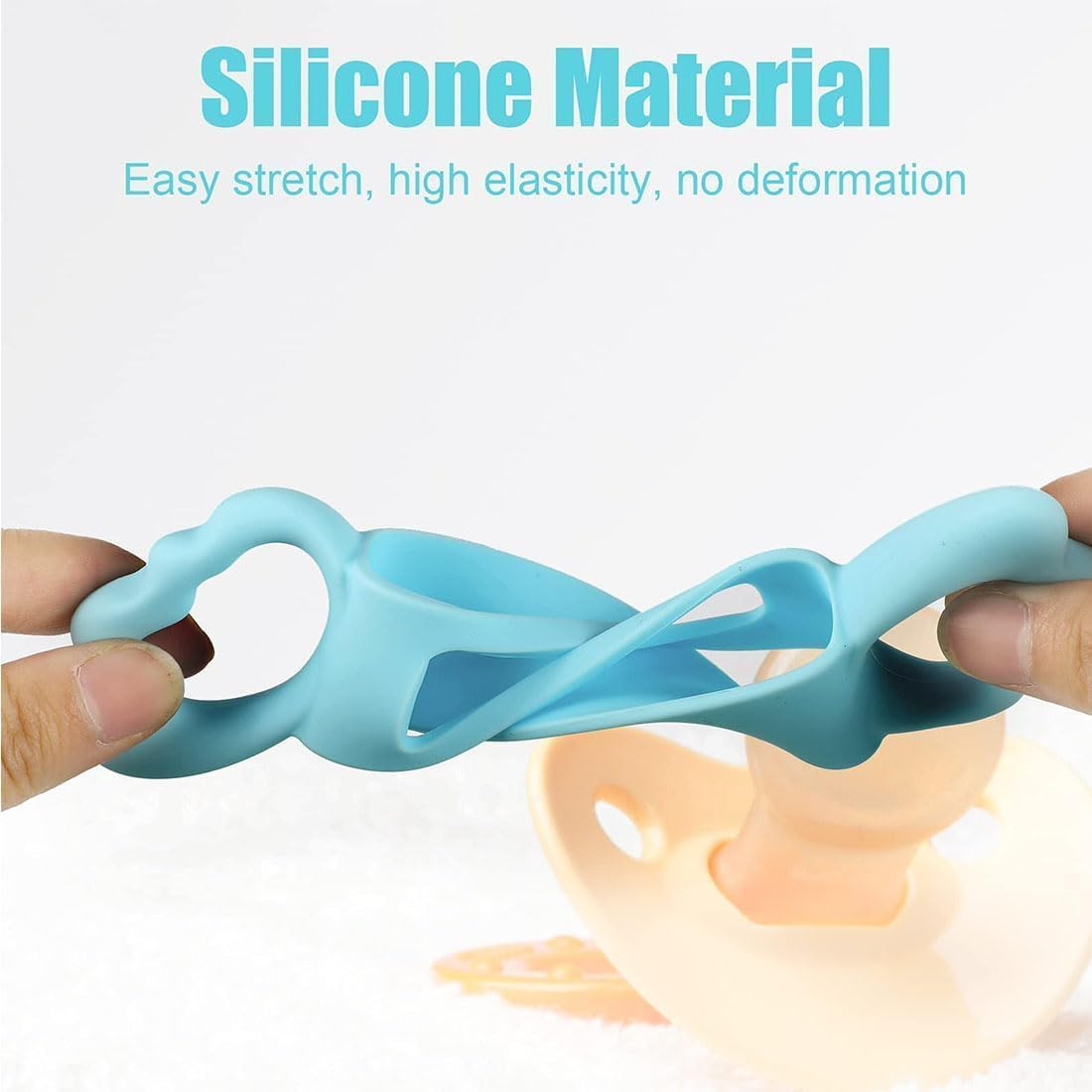 3Pcs Baby Silicone Bottle Handles, Easy Grip Handles with Baby Bottle Brush, Lightweight Easy Carry Silicone Wide-Neck Bottle Handles Angel Wings Baby Bottle Holder(3 Colors) image number 2