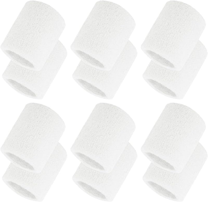 Zhangjunfle Cotton Sweatbands, 12 Piece Set, Sports Wristbands for Tennis, Yoga, Basketball, Men and Women