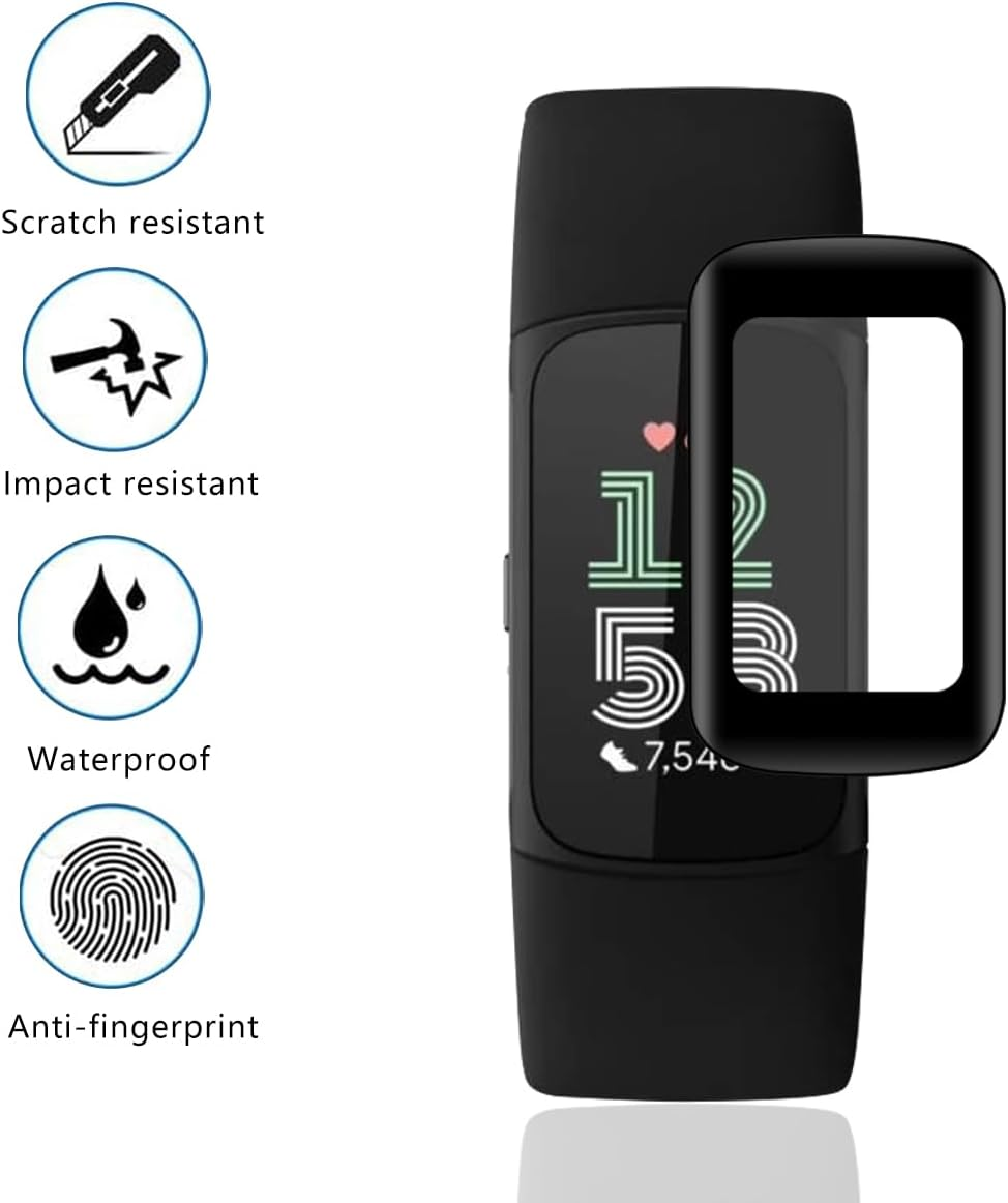 Rnnmeeko Pack of 3 Screen Protectors for Fitbit Charge 6, Protective Glass for Fitbit Charge 6, Tempered Glass, Ultra HD Clear for Fitbit Charge 6, Tempered Glass Film, 3D round Edge Screen Protector image number 2