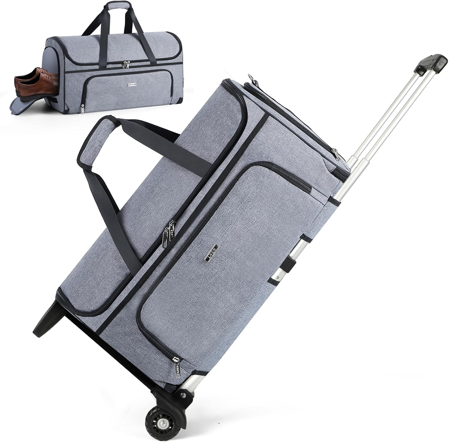 Lekespring Garment Bags with Wheels, Garment Convertible Weekender Bags, Large Carry on Garment Bags for Travel, Duffle Bag Garment Bag (Black, Medium)