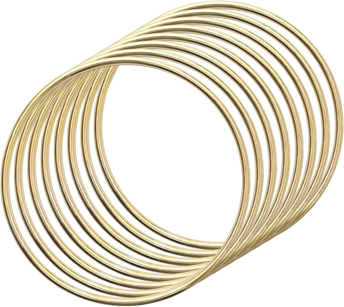 WELANE Dream Catcher Hoops, 8 PCS Gold Metal round Wreath Ring for Making Wedding Wreath, Dream Catcher, Wall Hanging Crafts (10Cm X 4Mm) image number 6