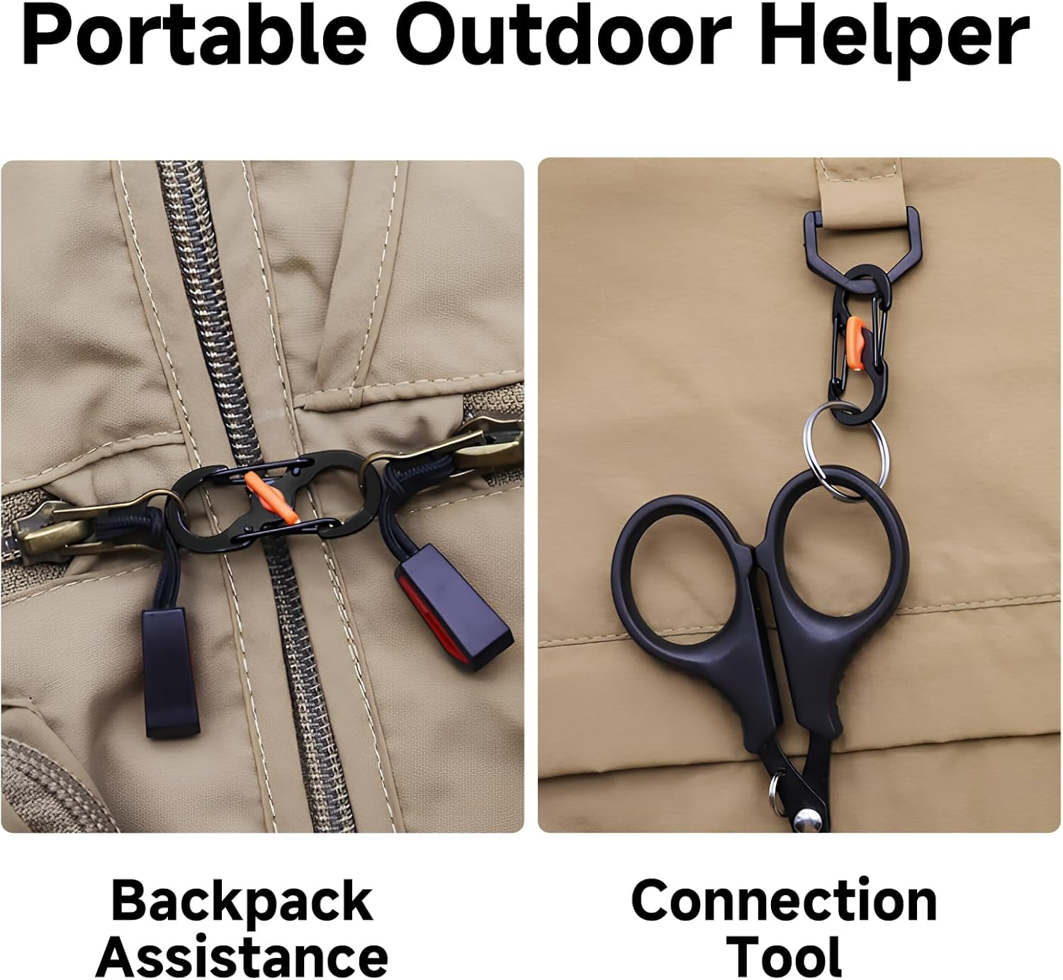 6 Pcs Mini Stainless Steel Carabiner Clip with Secure Lock, Premium Zipper Pull anti Theft Clip for Backpack Luggage and Keys, Compact Multi Purpose Keychain for Outdoor Travel Hiking Camping image number 1