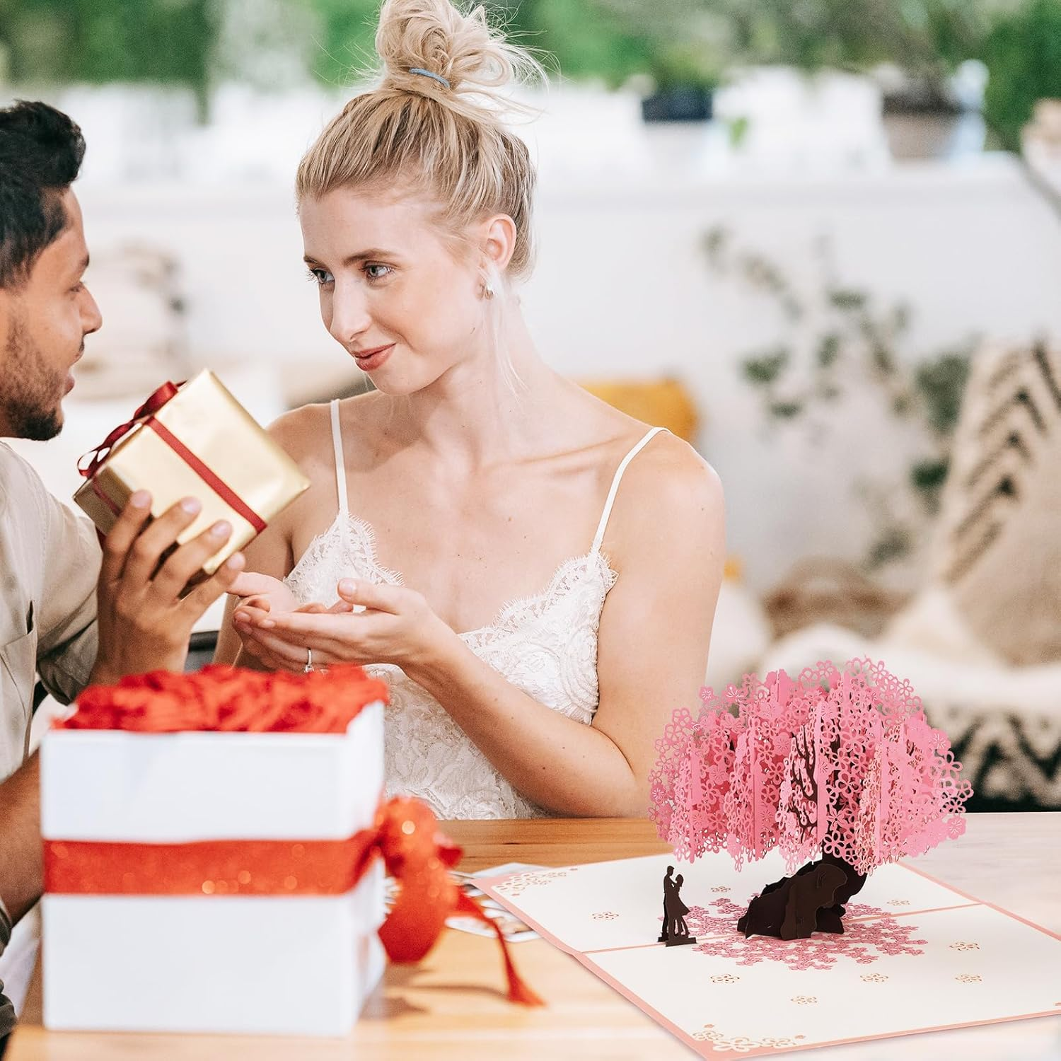 Pop up Wedding Card, Geeric 3D Proposal Card Popup Anniversary Love Card Romantic Valentine'S Day Greeting Card with Envelope Wedding Invitation Card Love Tree Paper Card for Her Him Lovers image number 5